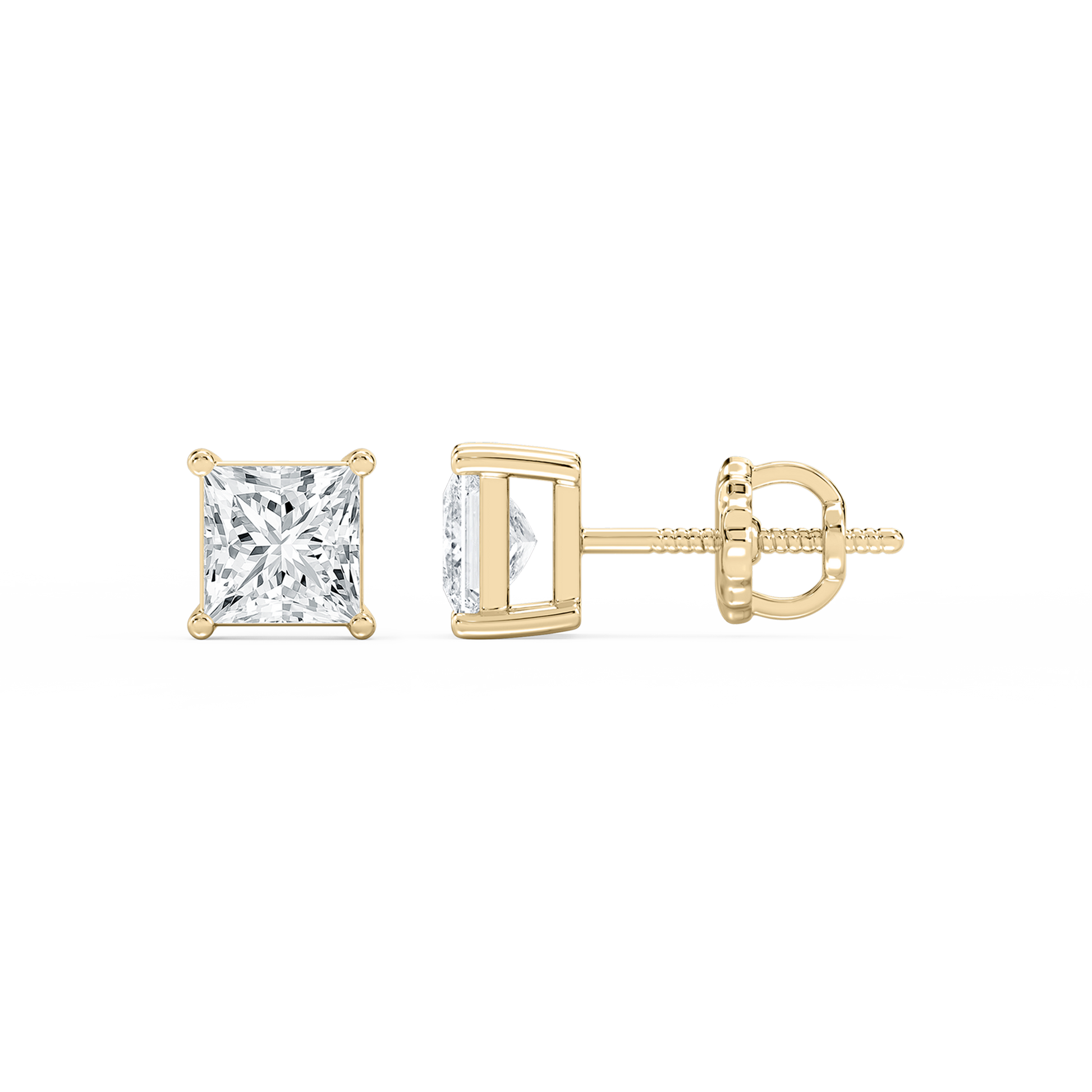 Lovea Classic Ohrstecker Schraubverschluss – Prinzessschliff – Gelbgold