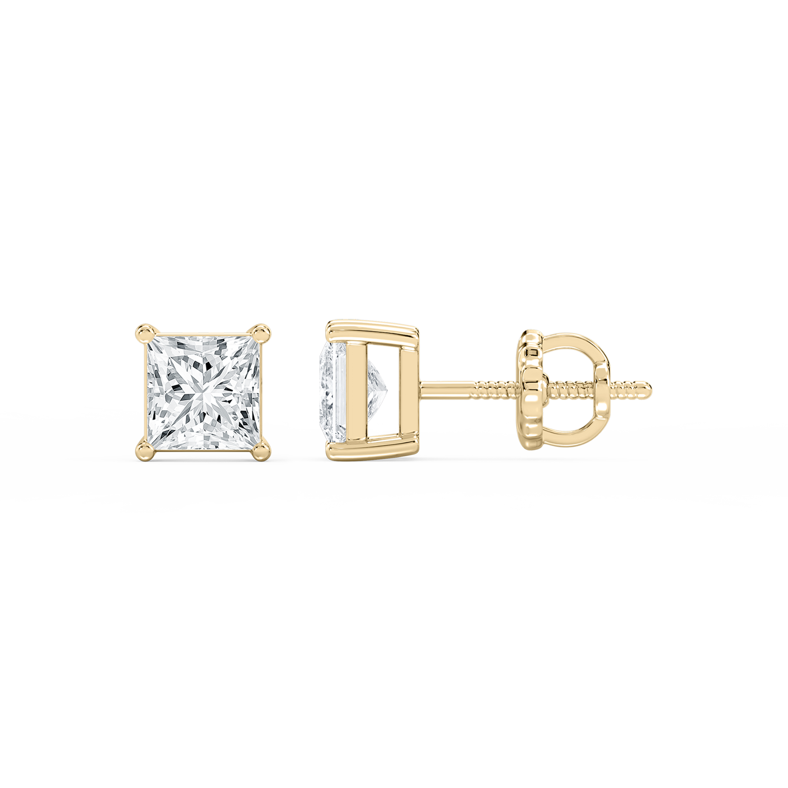 Lovea Classic Ohrstecker Schraubverschluss – Prinzessschliff – Gelbgold