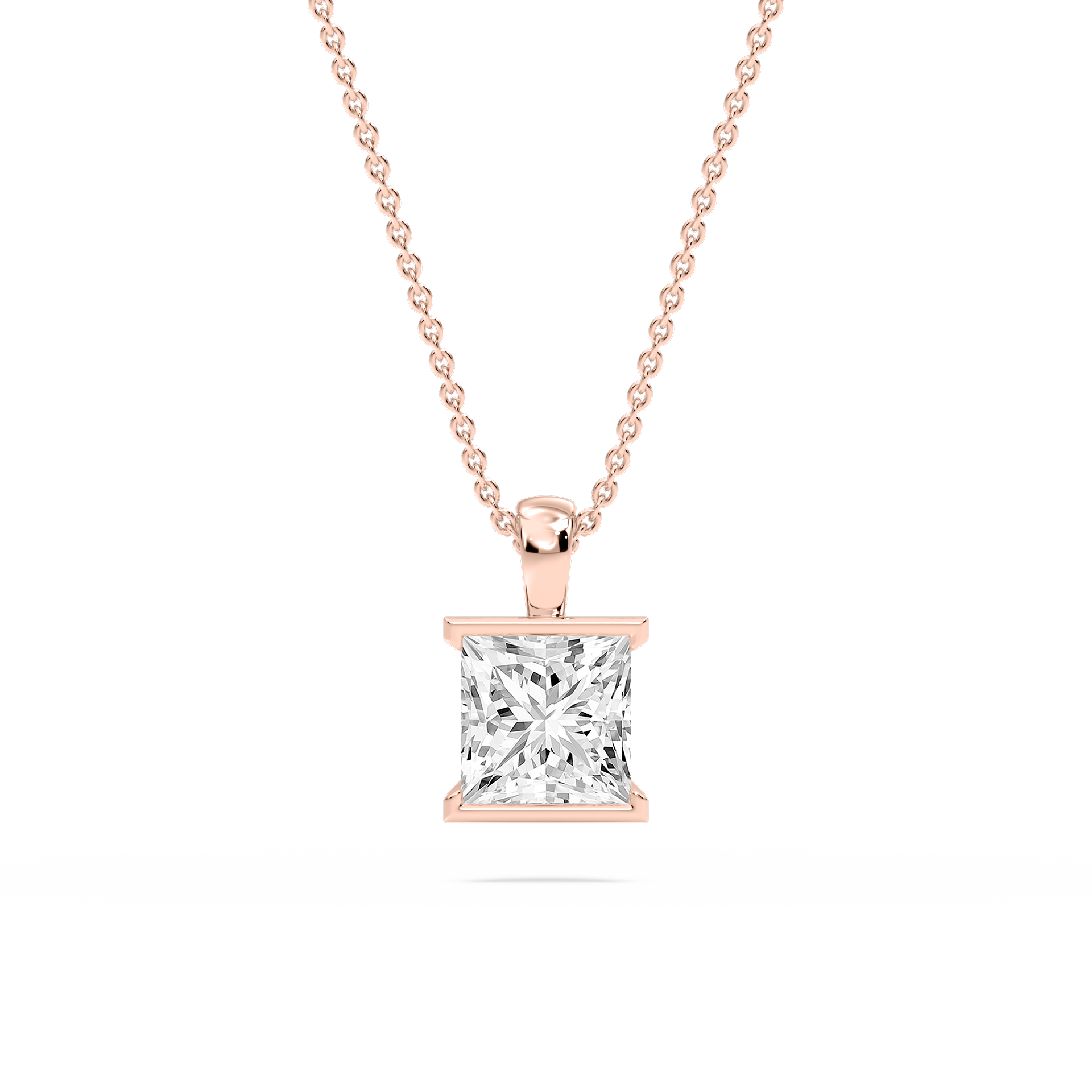Lovea Bezel Anhänger – Prinzessschliff – Roségold