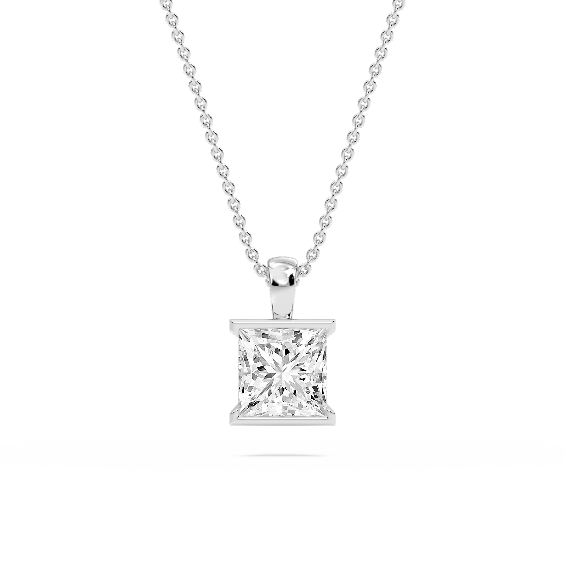 Lovea Bezel Anhänger – Prinzessschliff – Weißgold