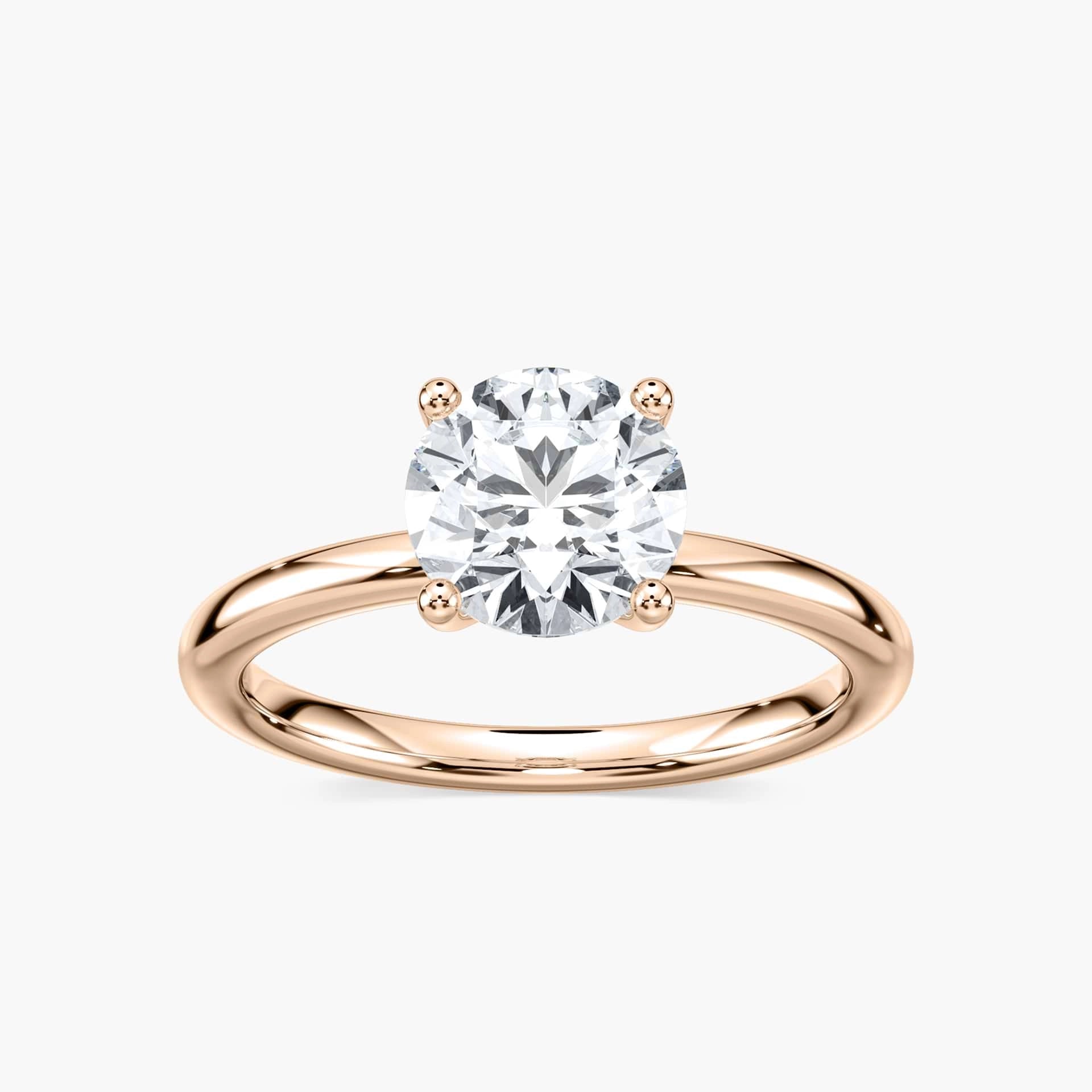 Rosey Blüten-Solitaire Verlobungsring Rundschliff – Roségold, Lab-Grown Diamant VVS2