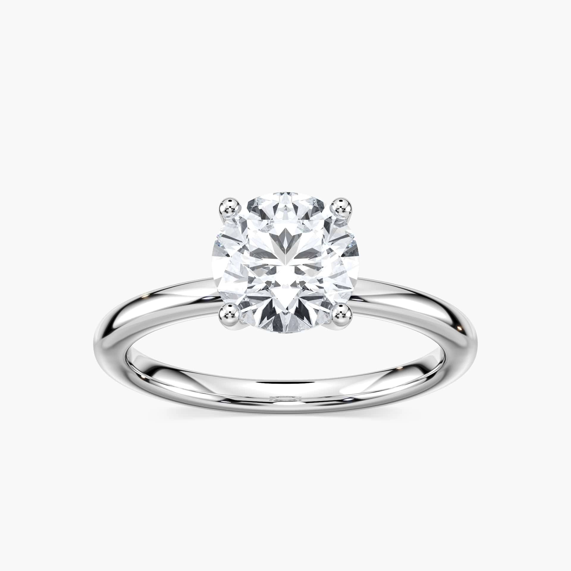 Rosey Blüten-Solitaire Verlobungsring Rundschliff – Weißgold, Lab-Grown Diamant VVS2