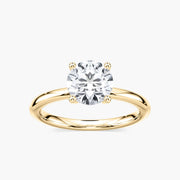 Rosey Blüten-Solitaire Verlobungsring Rundschliff – Gelbgold, Lab-Grown Diamant VVS2