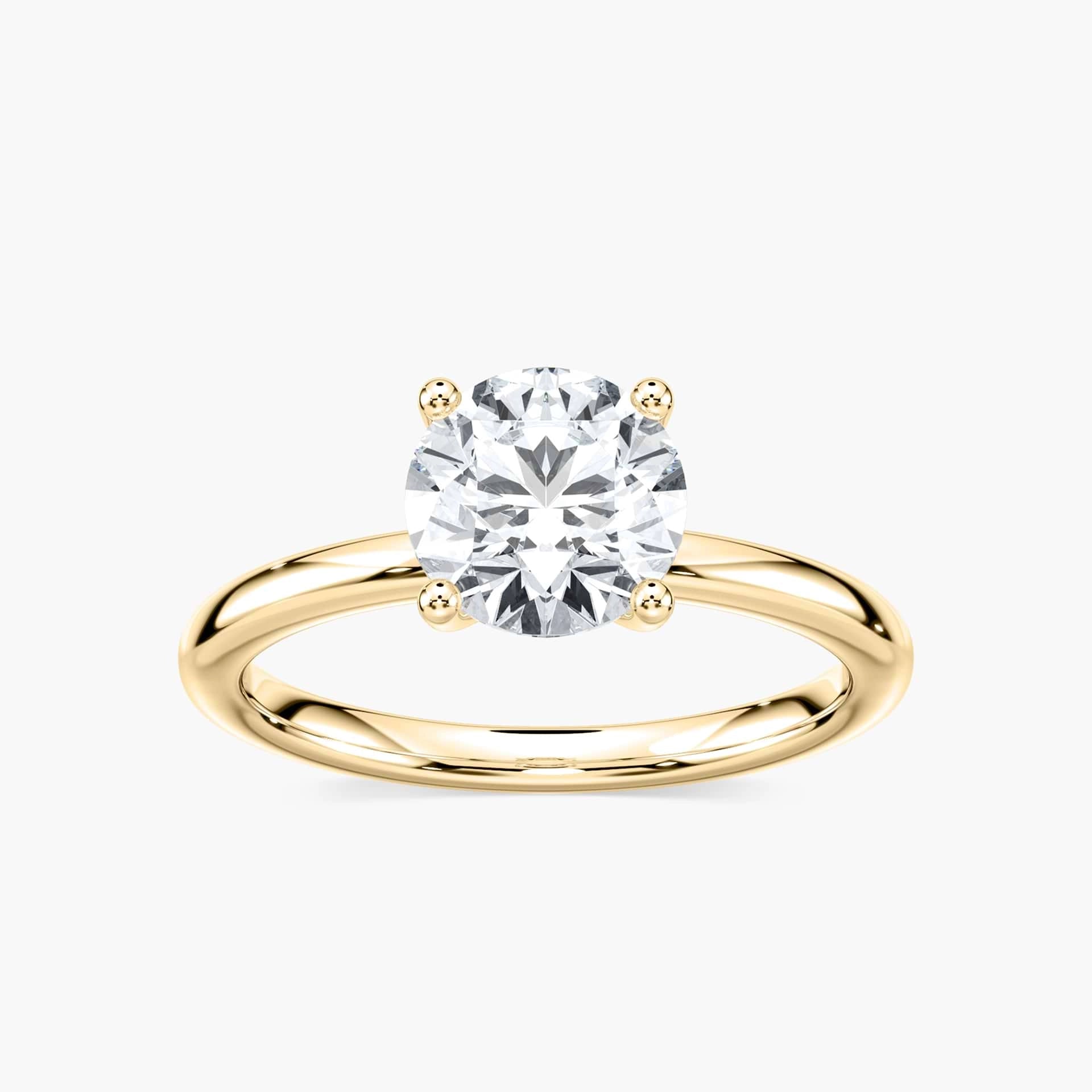 Rosey Blüten-Solitaire Verlobungsring Rundschliff – Gelbgold, Lab-Grown Diamant VVS2