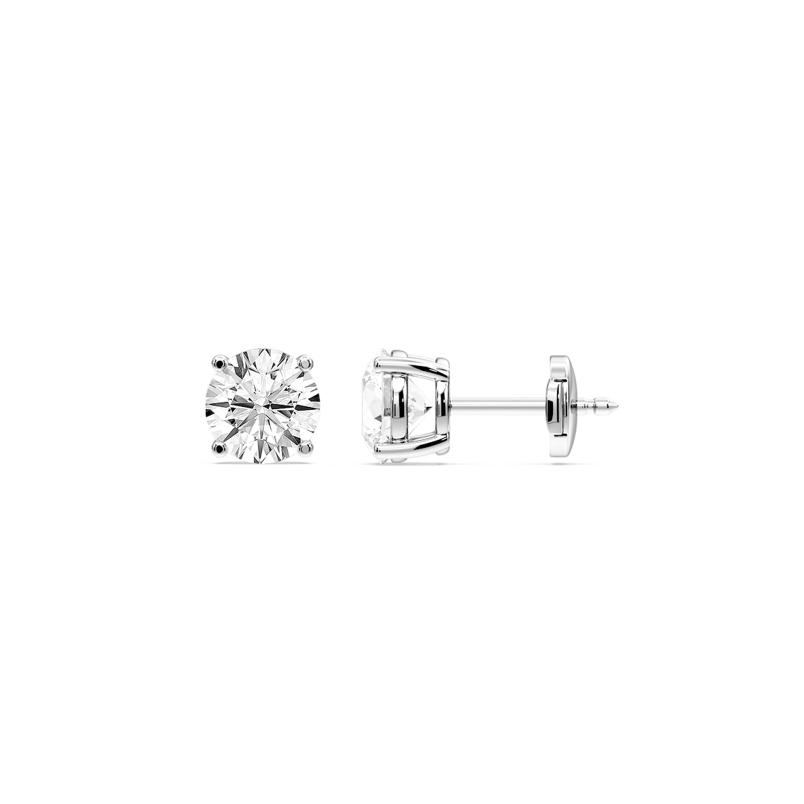 Lovea Classic Ohrstecker Sicherheitsverschluss – Rundschliff – Weißgold