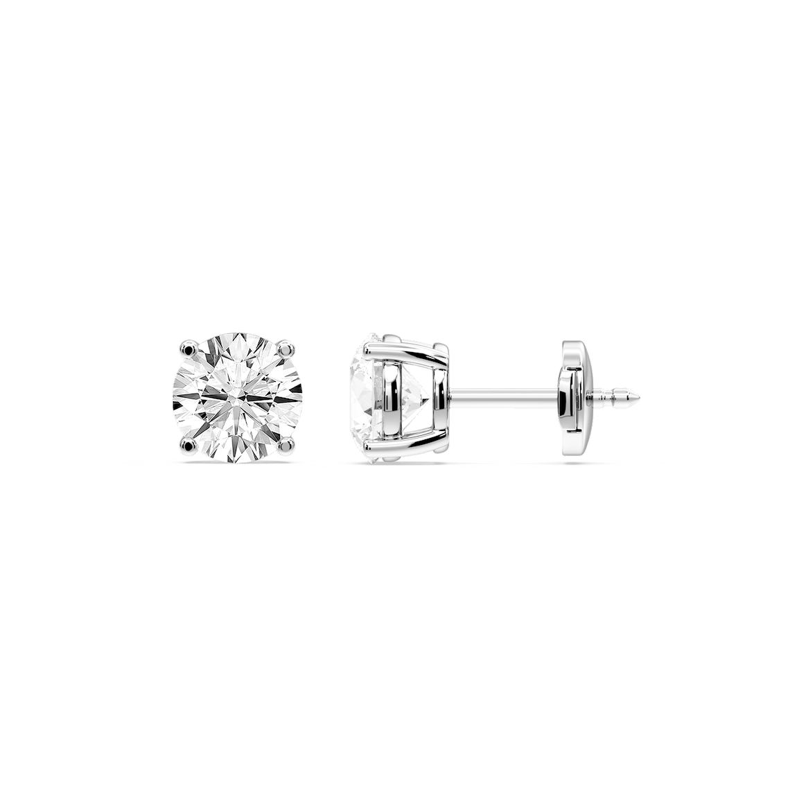 Lovea Classic Ohrstecker Sicherheitsverschluss – Rundschliff – Weißgold