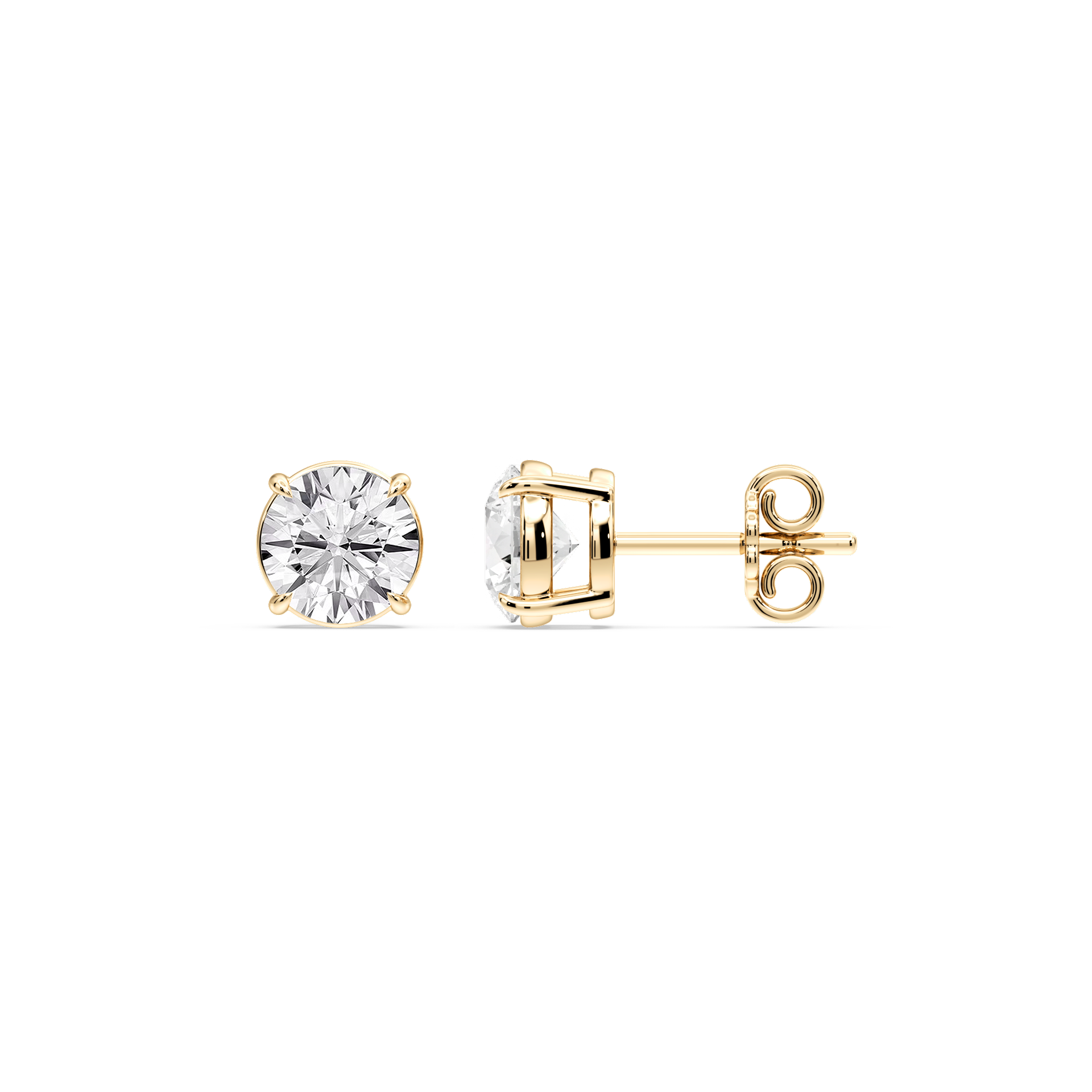 Lovea Claw Ohrstecker Steckverschluss – Rundschliff – Gelbgold