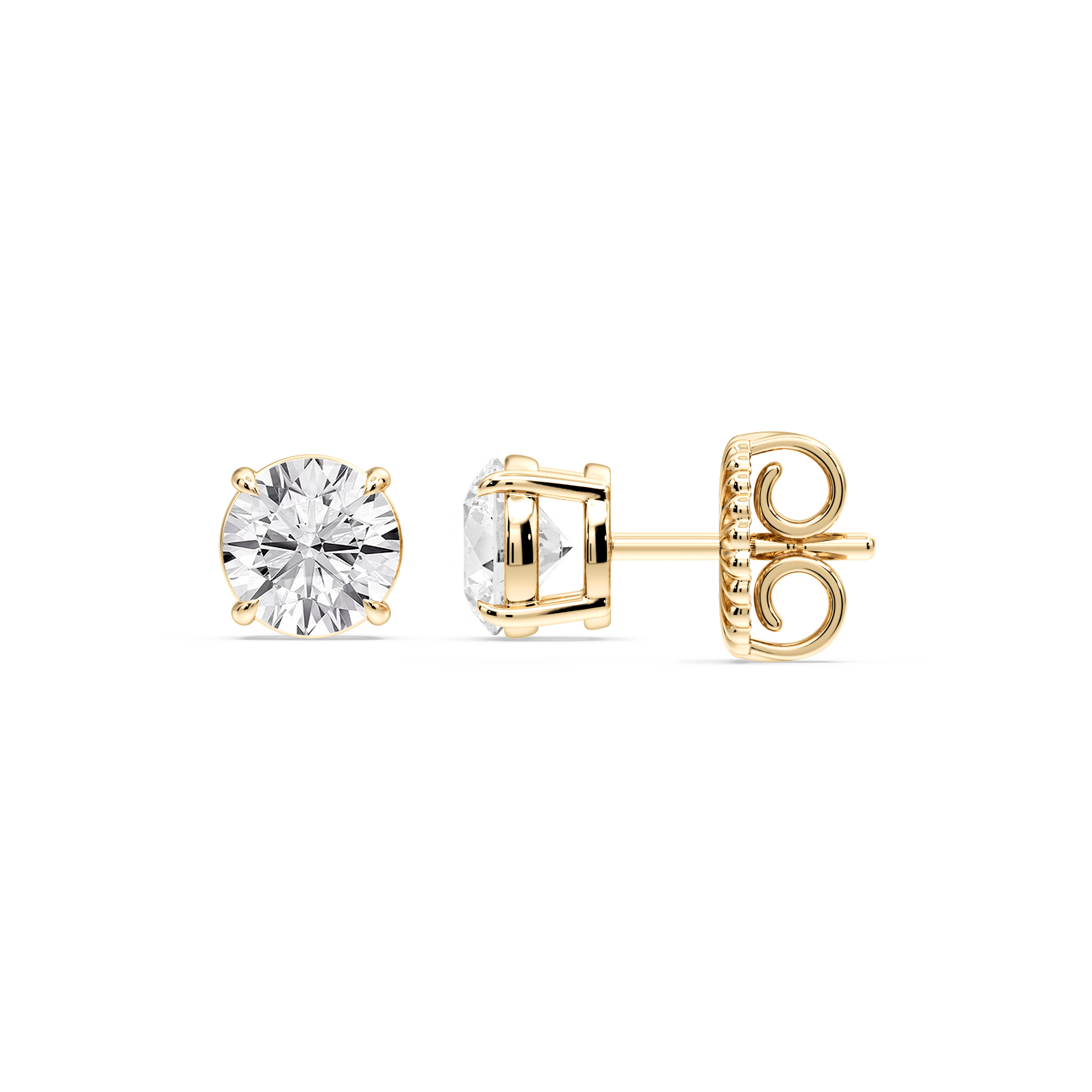 Lovea Claw Ohrstecker Steckverschluss – Rundschliff – Gelbgold