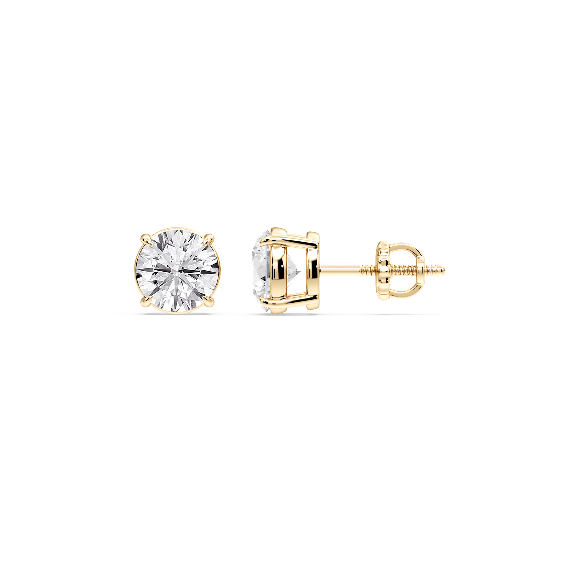 Lovea Claw Ohrstecker Schraubverschluss – Rundschliff – Gelbgold