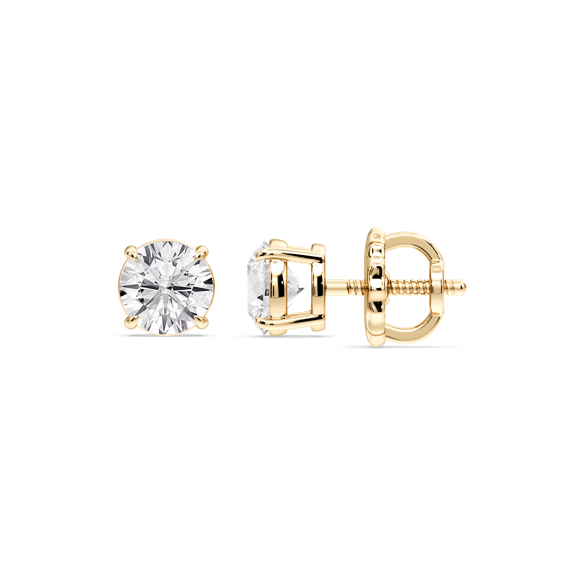 Lovea Claw Ohrstecker Schraubverschluss – Rundschliff – Gelbgold