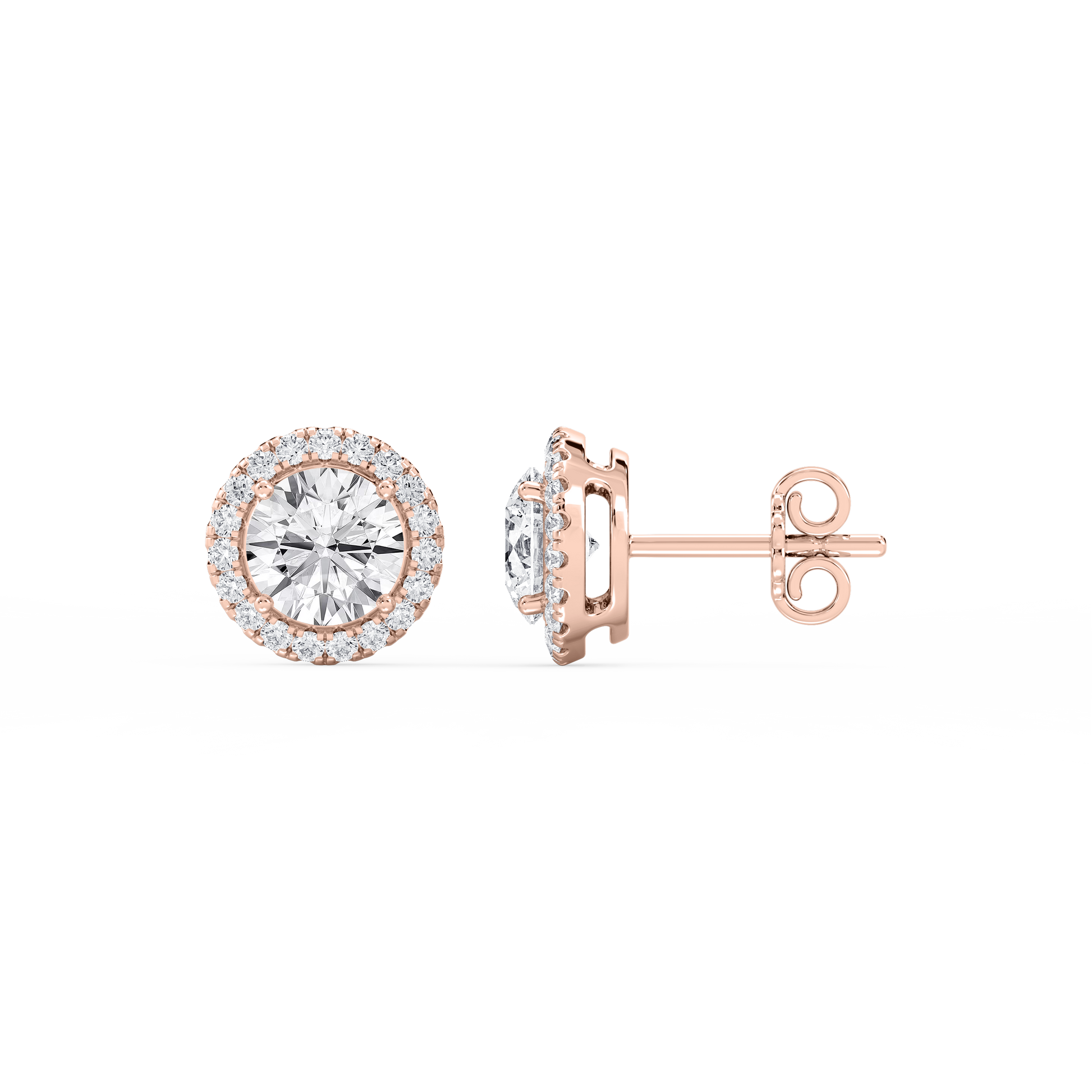 Lovea Halo Ohrstecker – Rundschliff – Roségold