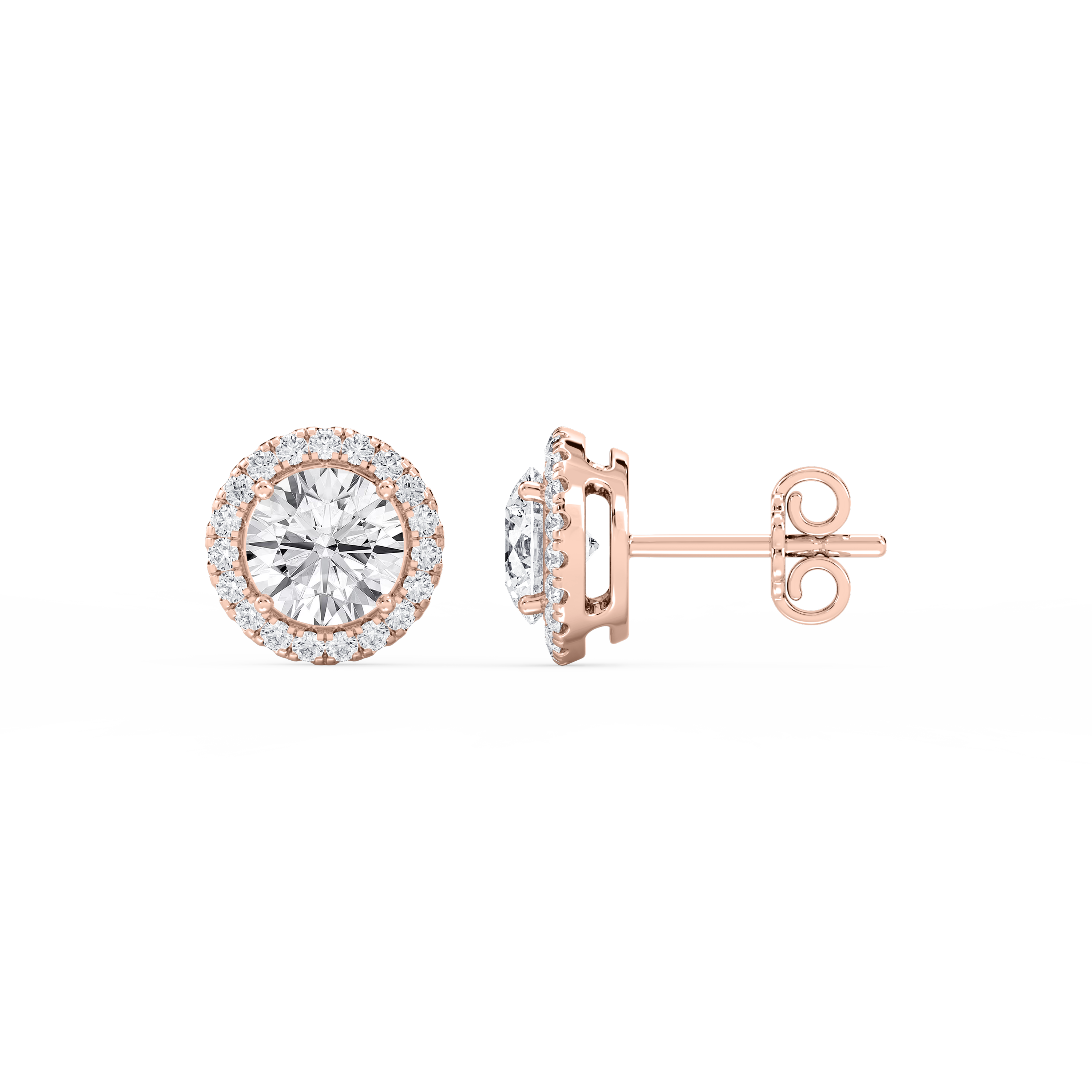 Lovea Halo Ohrstecker – Rundschliff – Roségold