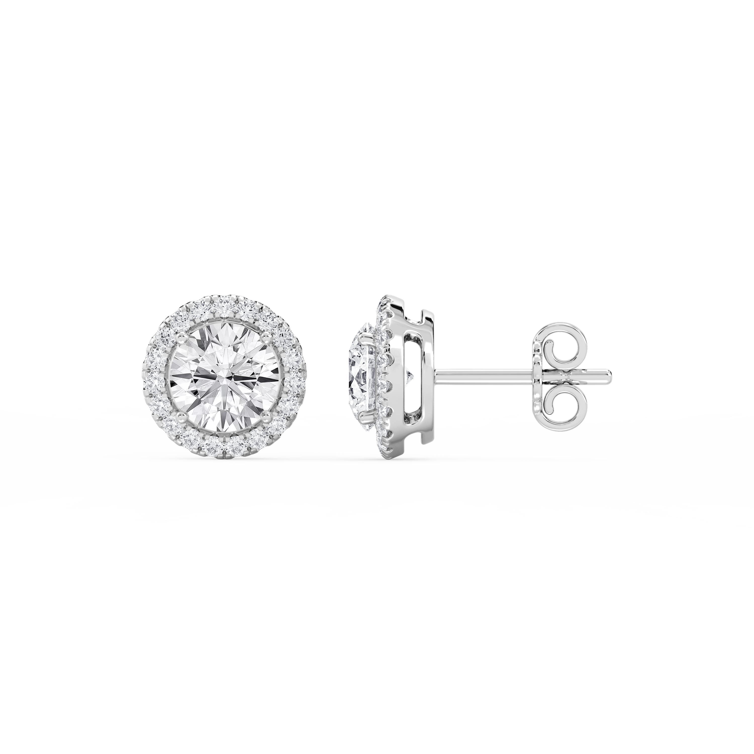 Lovea Halo Ohrstecker – Rundschliff – Weißgold