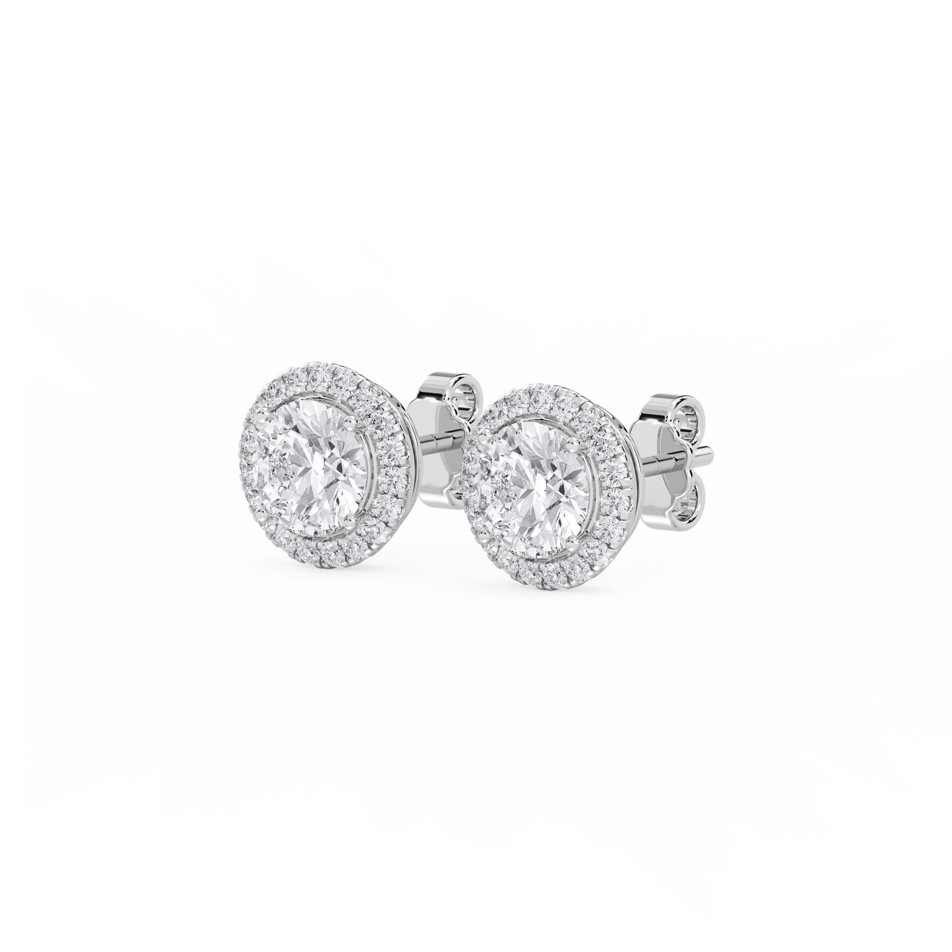 Lovea Halo Ohrstecker – Rundschliff – Weißgold