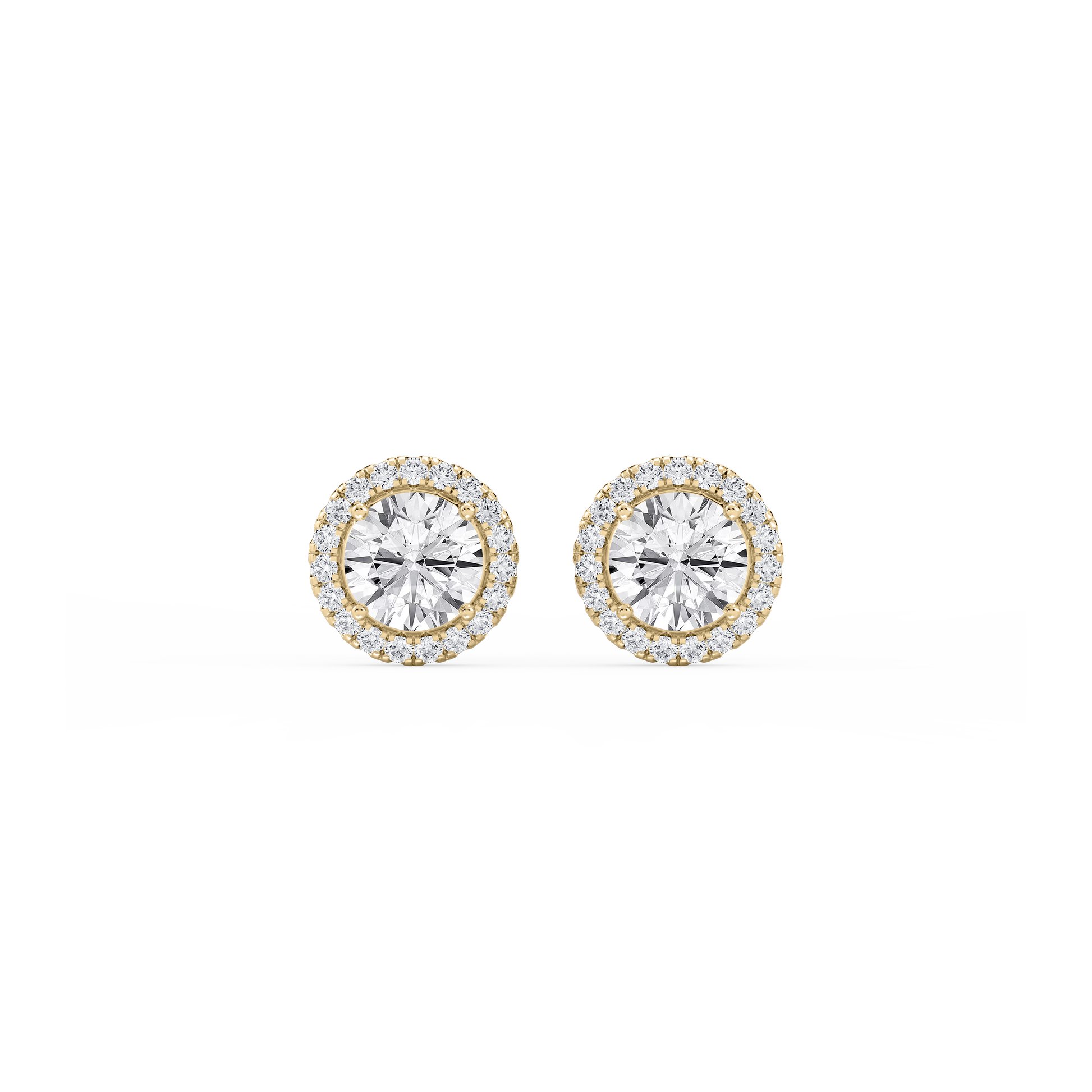 Lovea Halo Ohrstecker – Rundschliff – Gelbgold