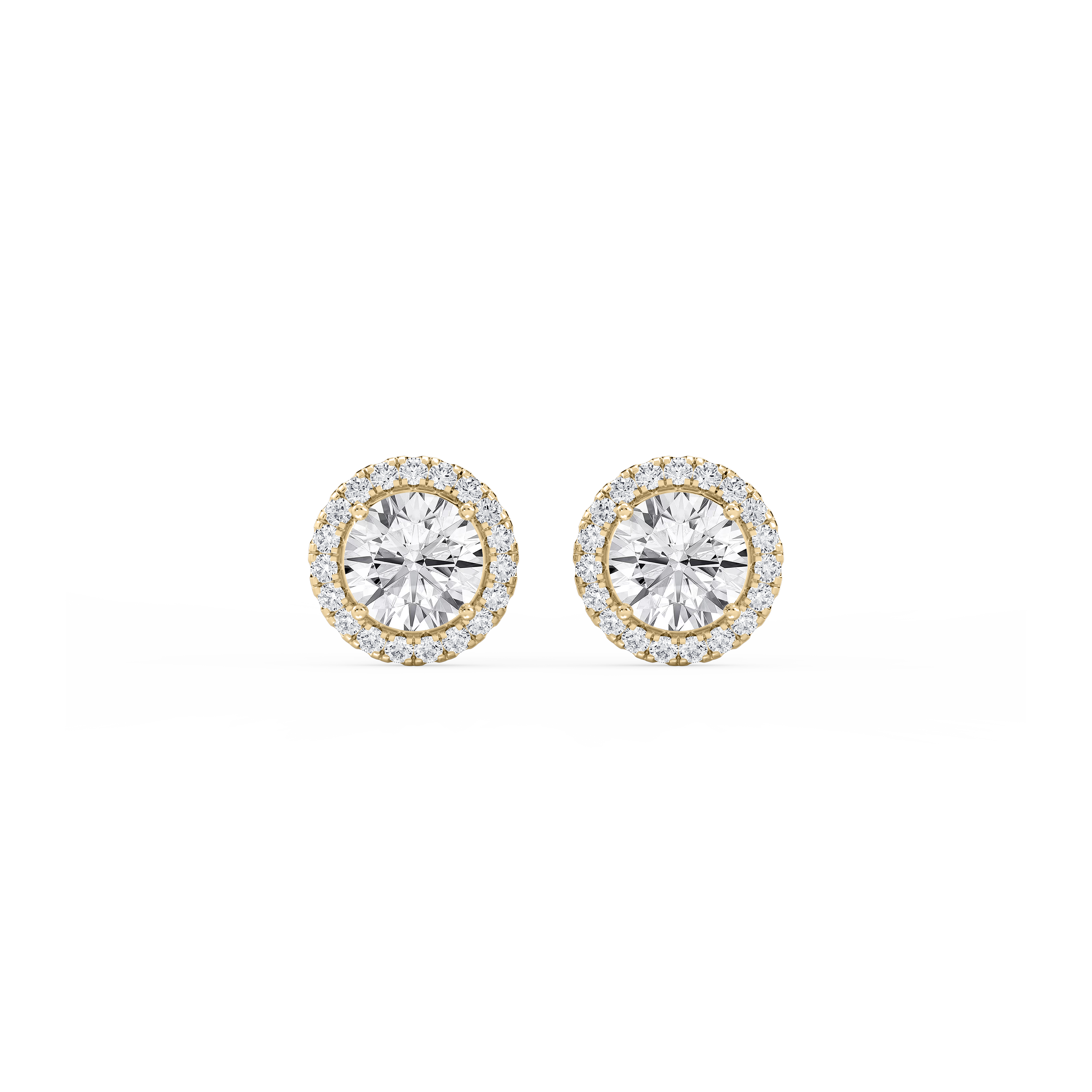 Lovea Halo Ohrstecker – Rundschliff – Gelbgold