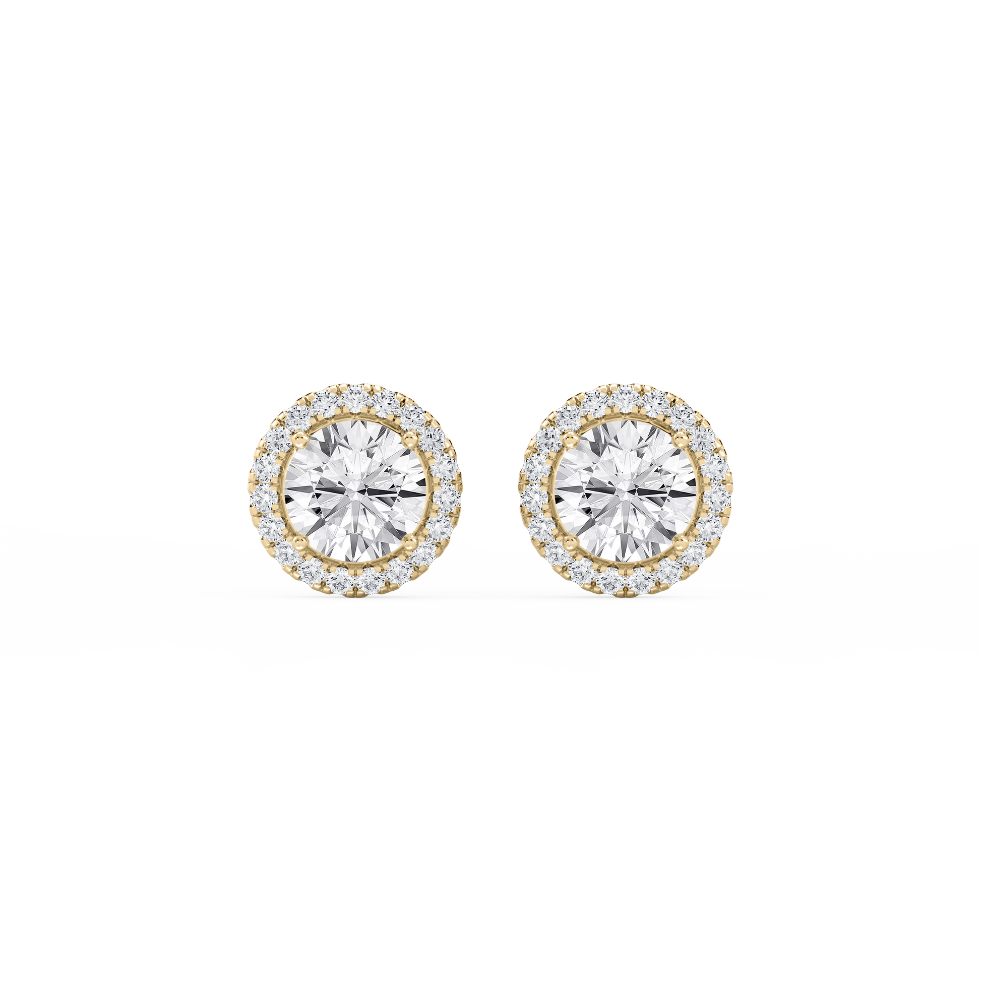 Lovea Halo Ohrstecker – Rundschliff – Gelbgold