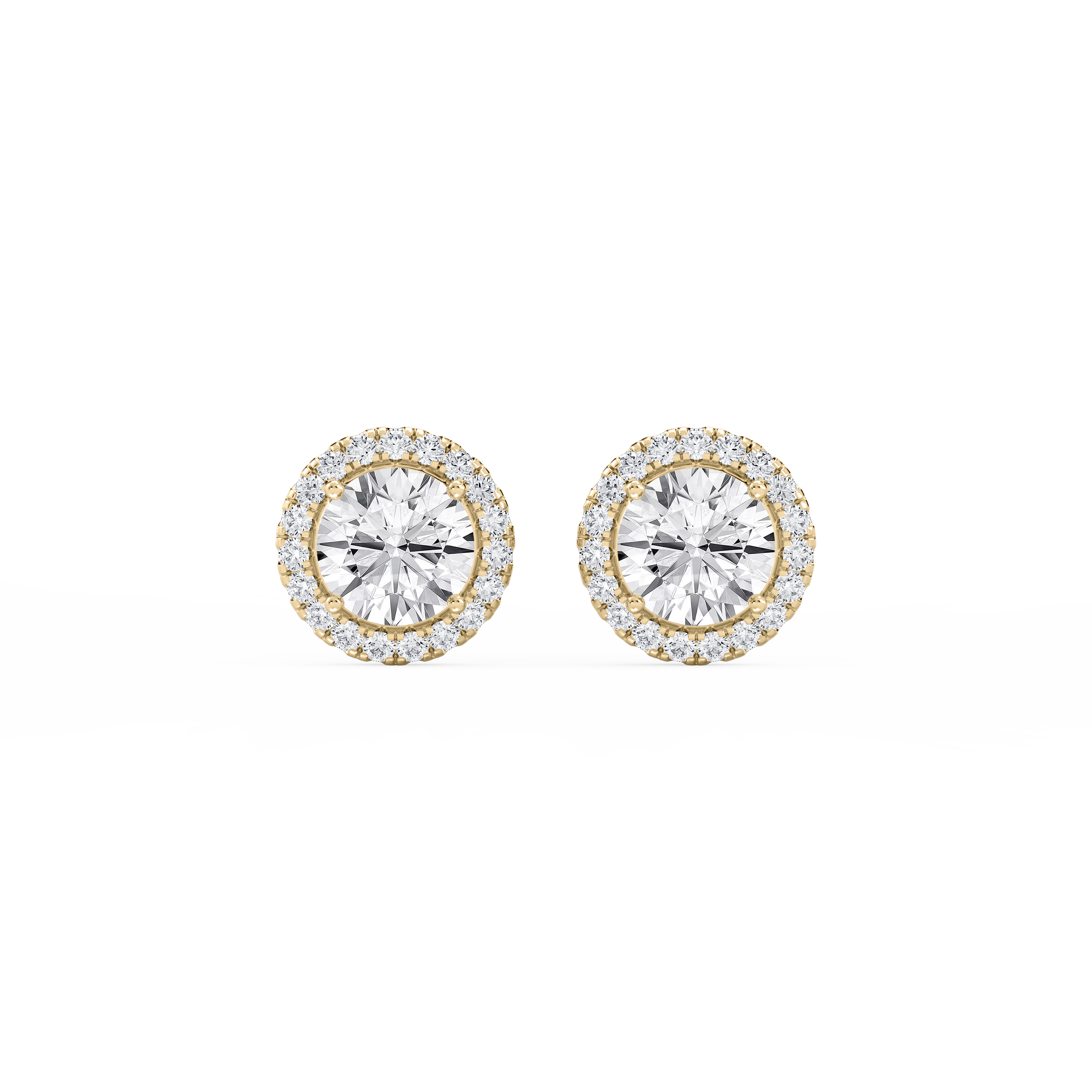 Lovea Halo Ohrstecker – Rundschliff – Gelbgold