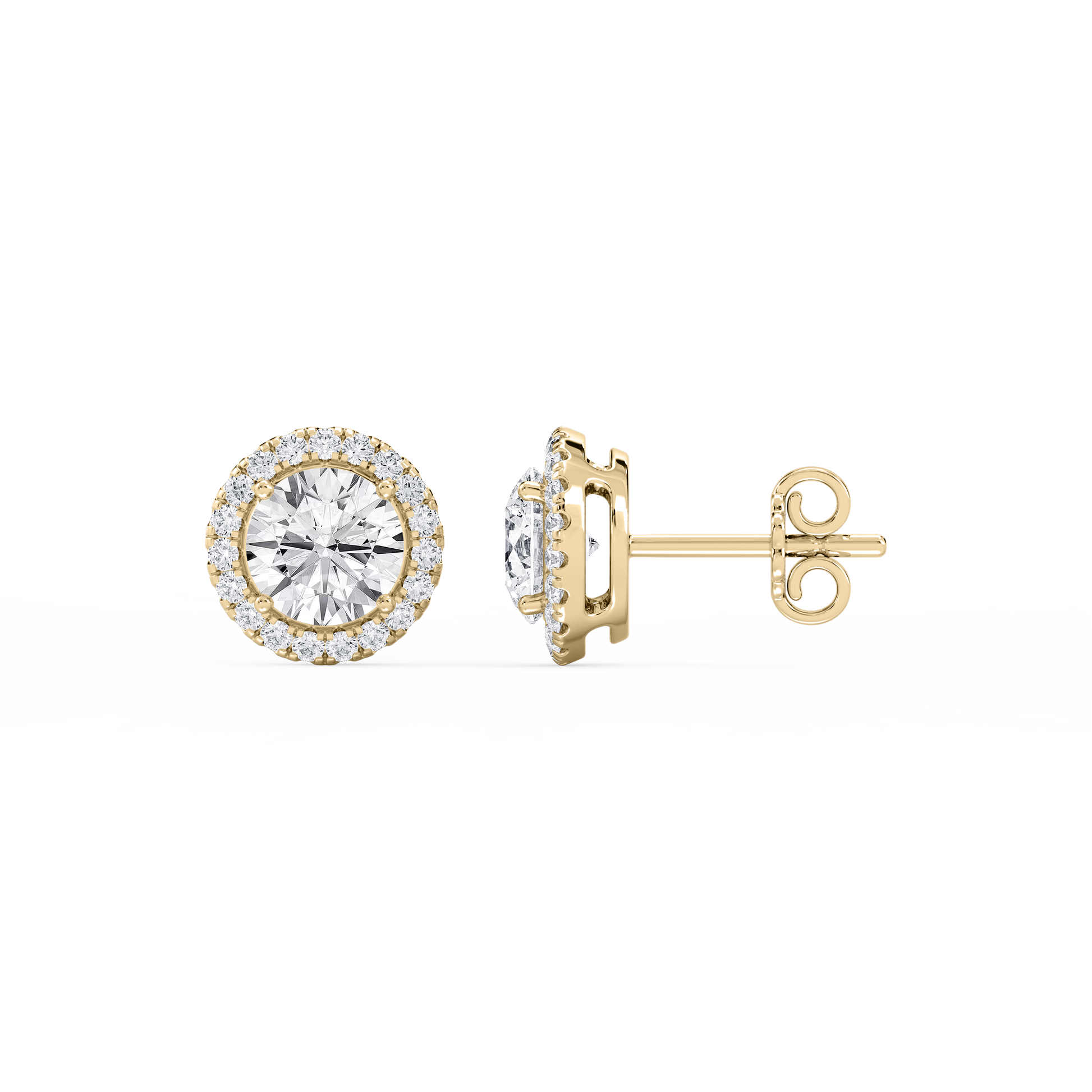 Lovea Halo Ohrstecker – Rundschliff – Gelbgold