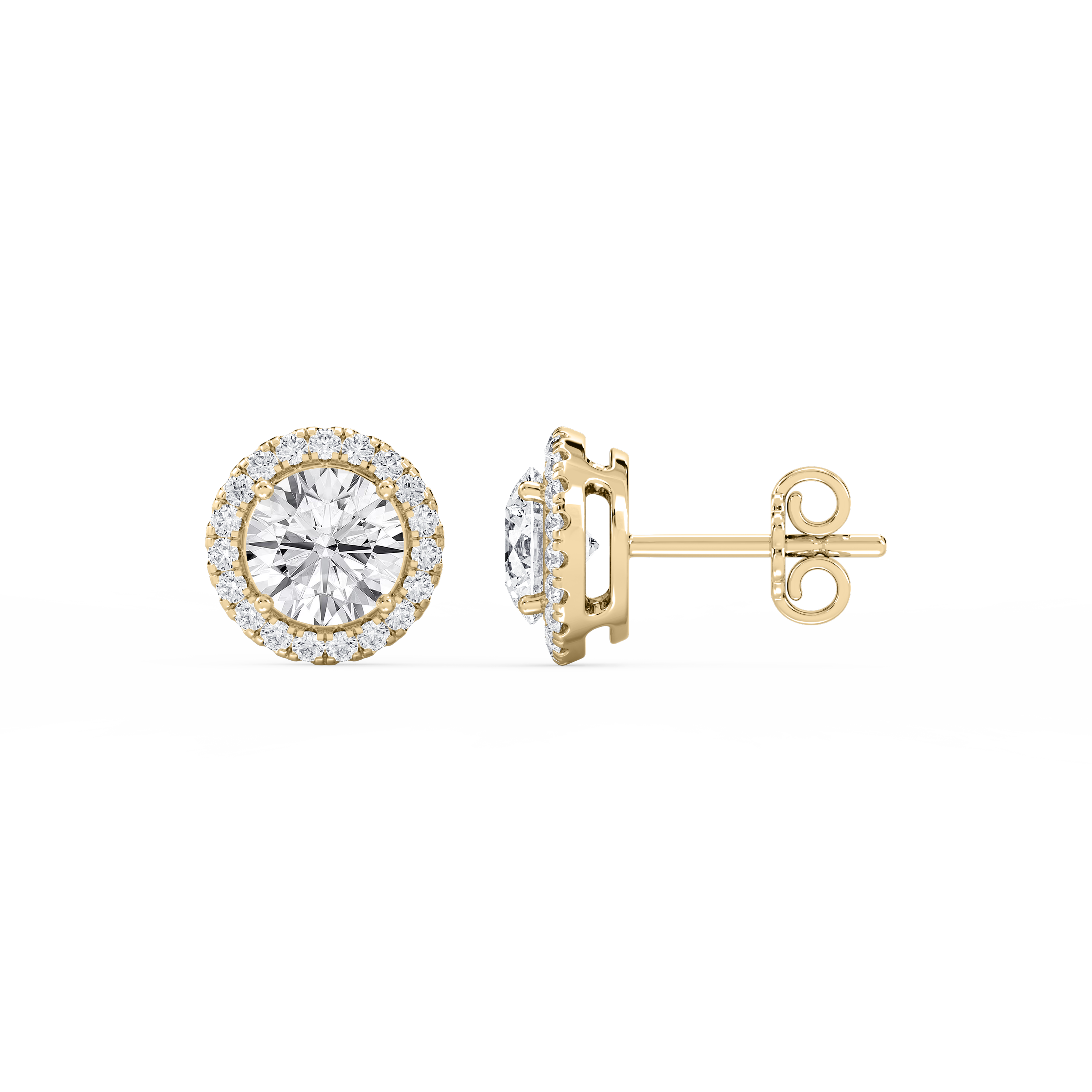 Lovea Halo Ohrstecker – Rundschliff – Gelbgold