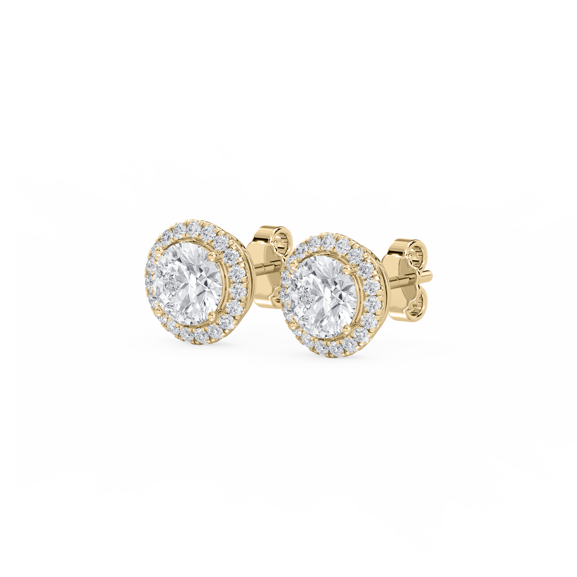 Lovea Halo Ohrstecker – Rundschliff – Gelbgold