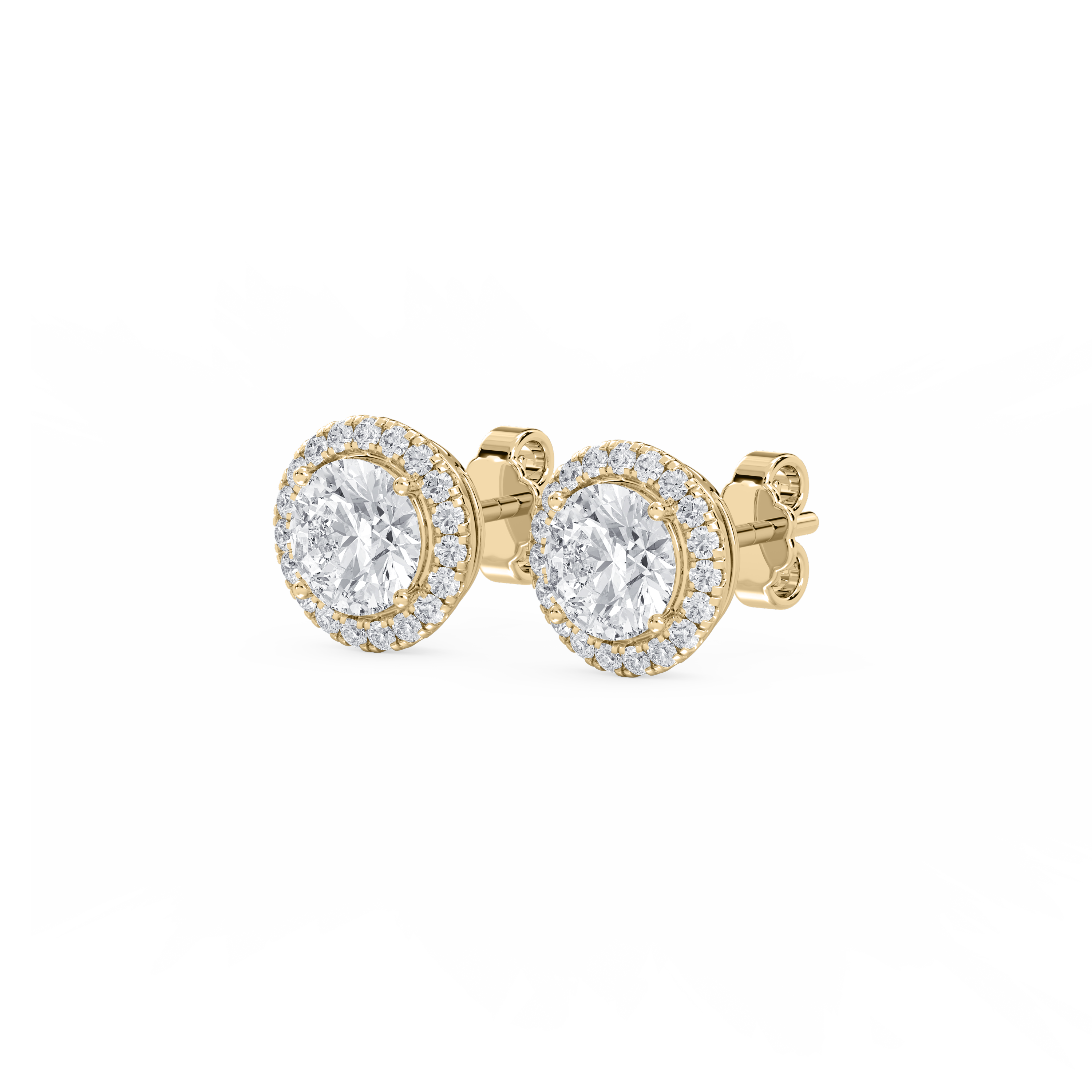 Lovea Halo Ohrstecker – Rundschliff – Gelbgold