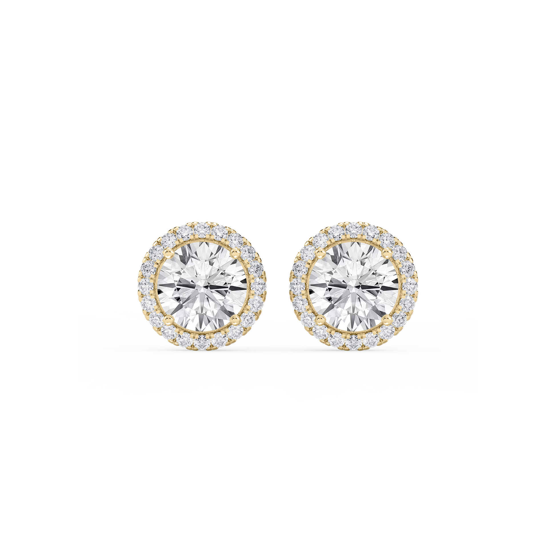 Lovea Halo Ohrstecker – Rundschliff – Gelbgold