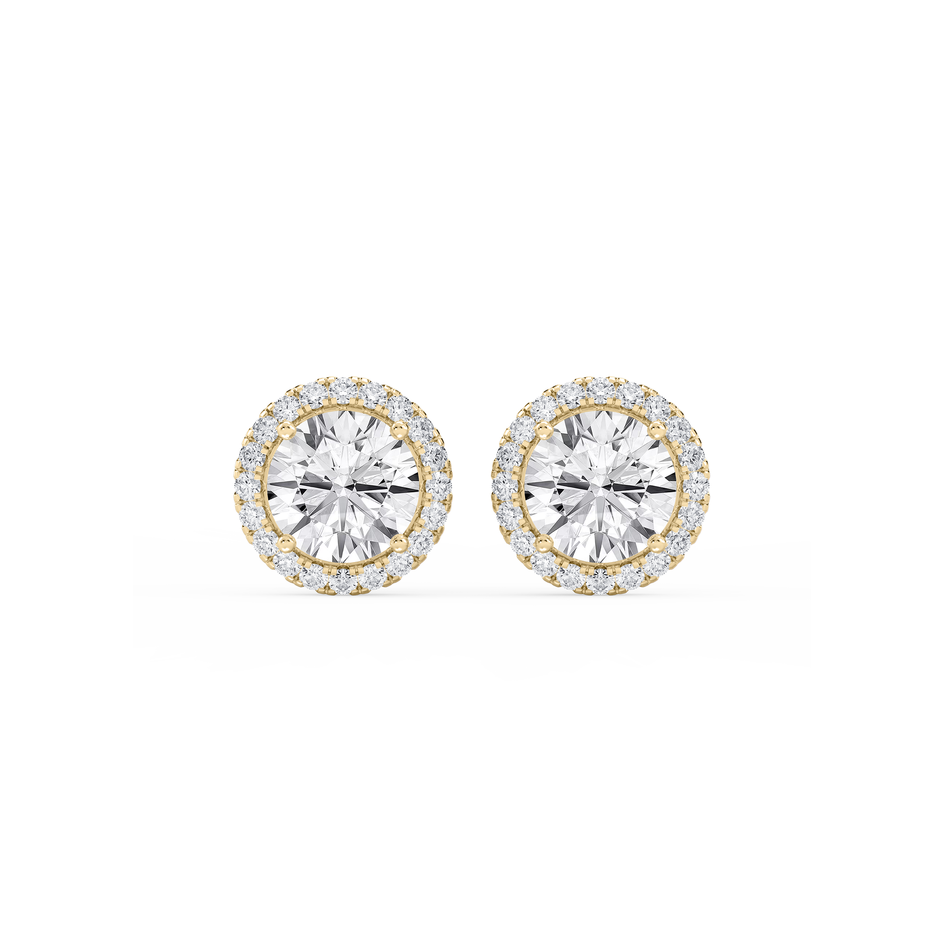 Lovea Halo Ohrstecker – Rundschliff – Gelbgold