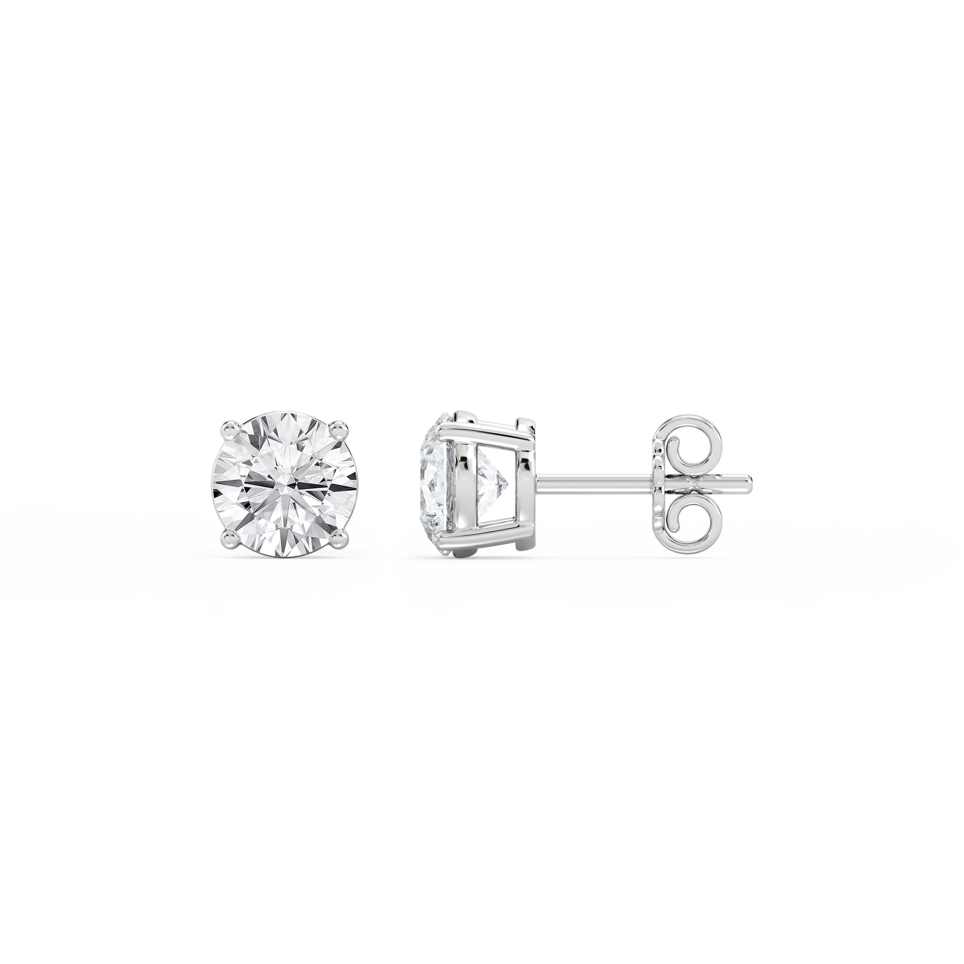 Lovea Classic Ohrstecker Steckverschluss – Rundschliff – Weißgold