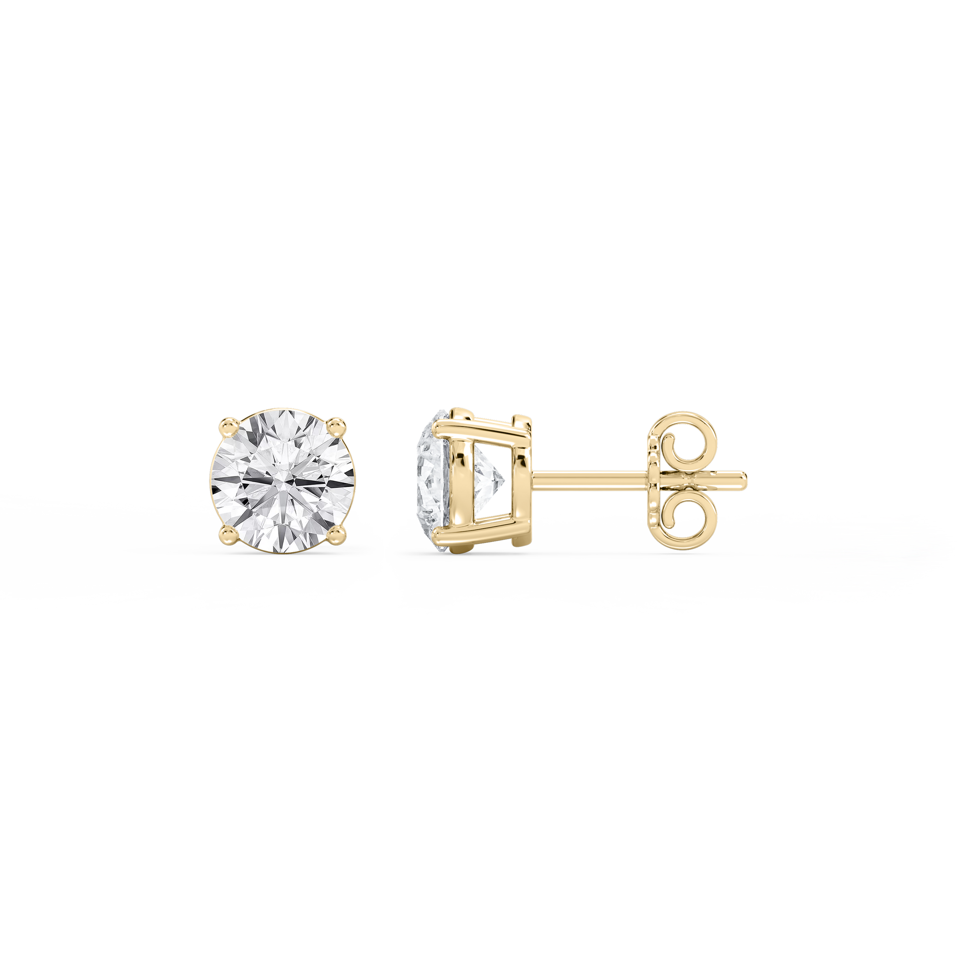 Lovea Classic Ohrstecker Steckverschluss – Rundschliff – Gelbgold