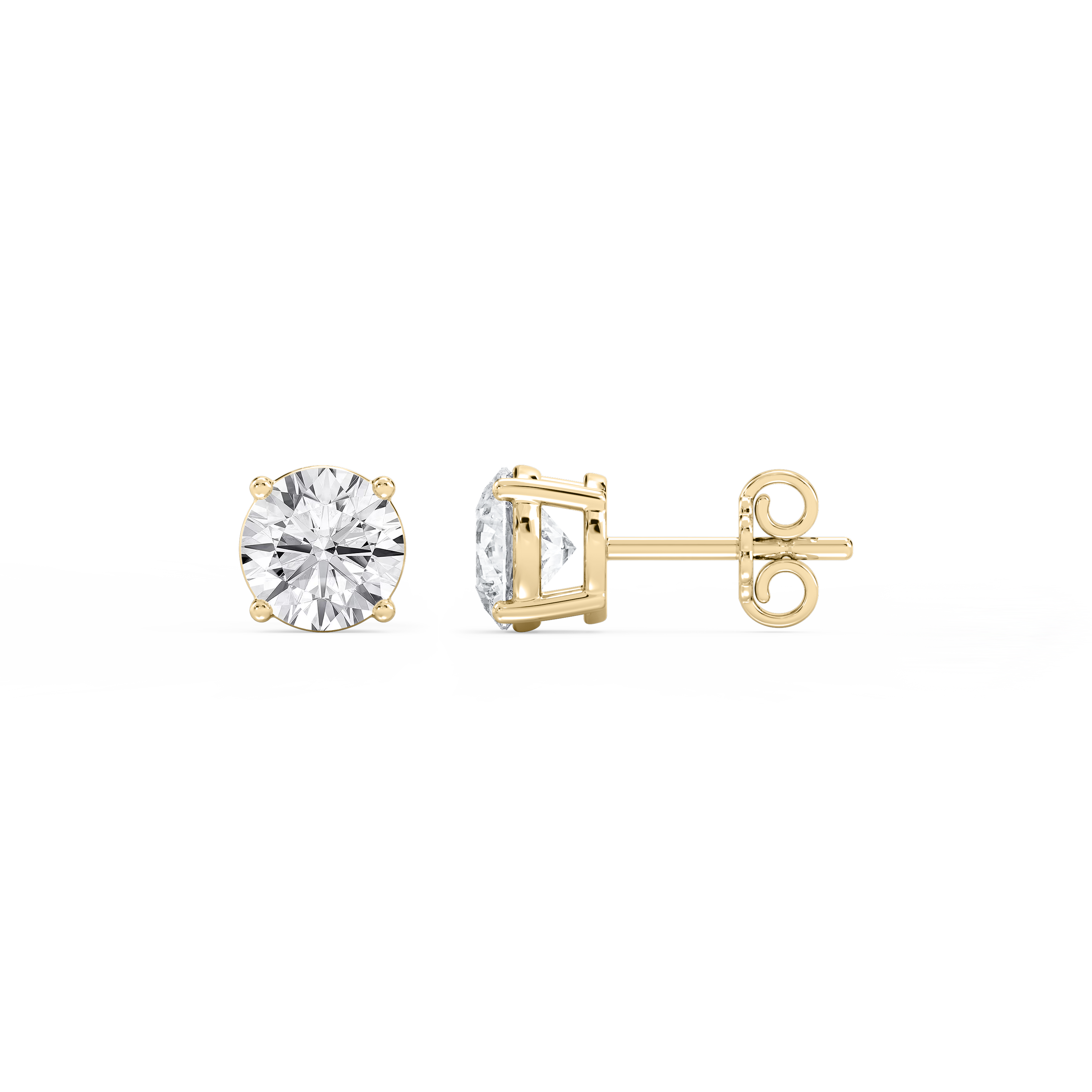 Lovea Classic Ohrstecker Steckverschluss – Rundschliff – Gelbgold