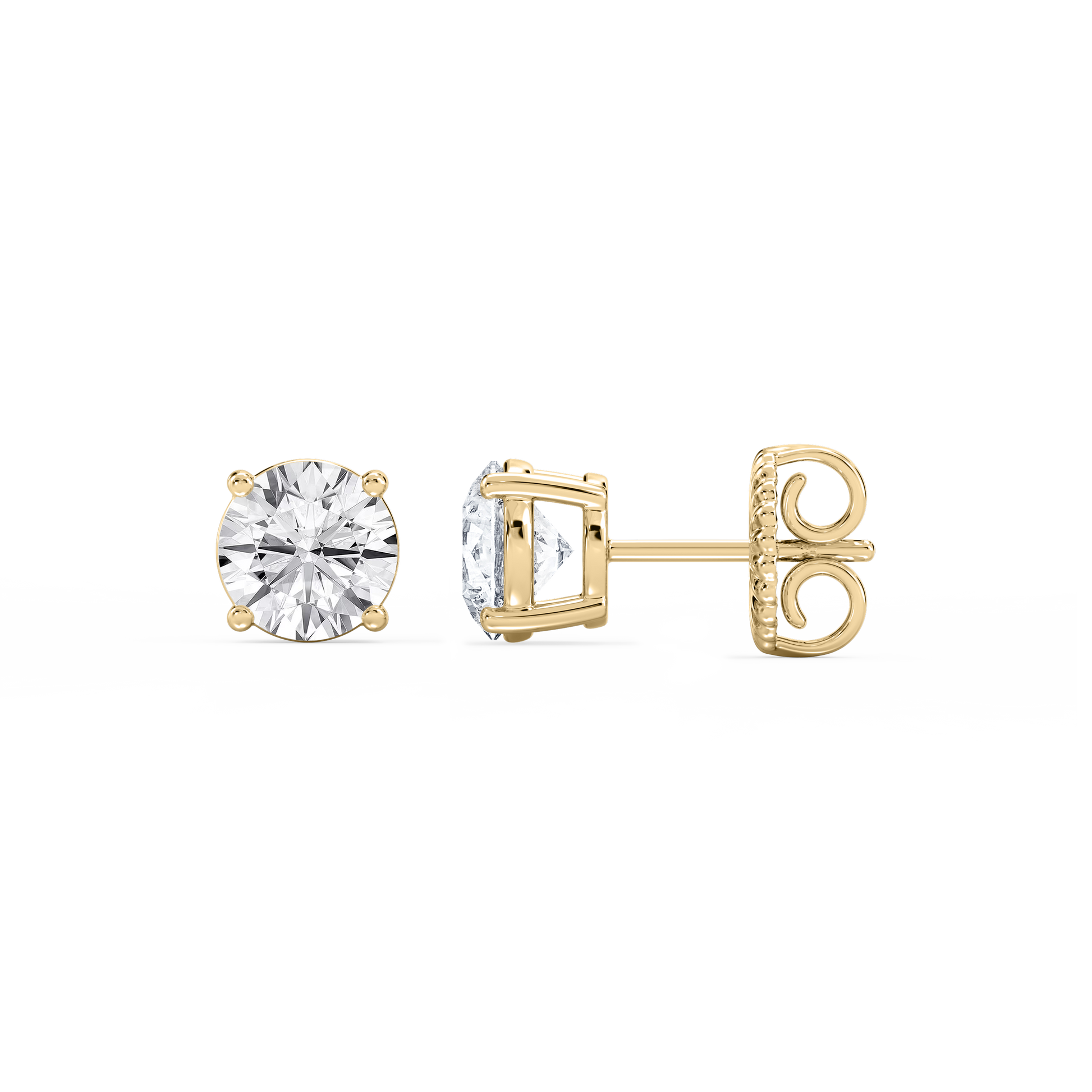 Lovea Classic Ohrstecker Steckverschluss – Rundschliff – Gelbgold