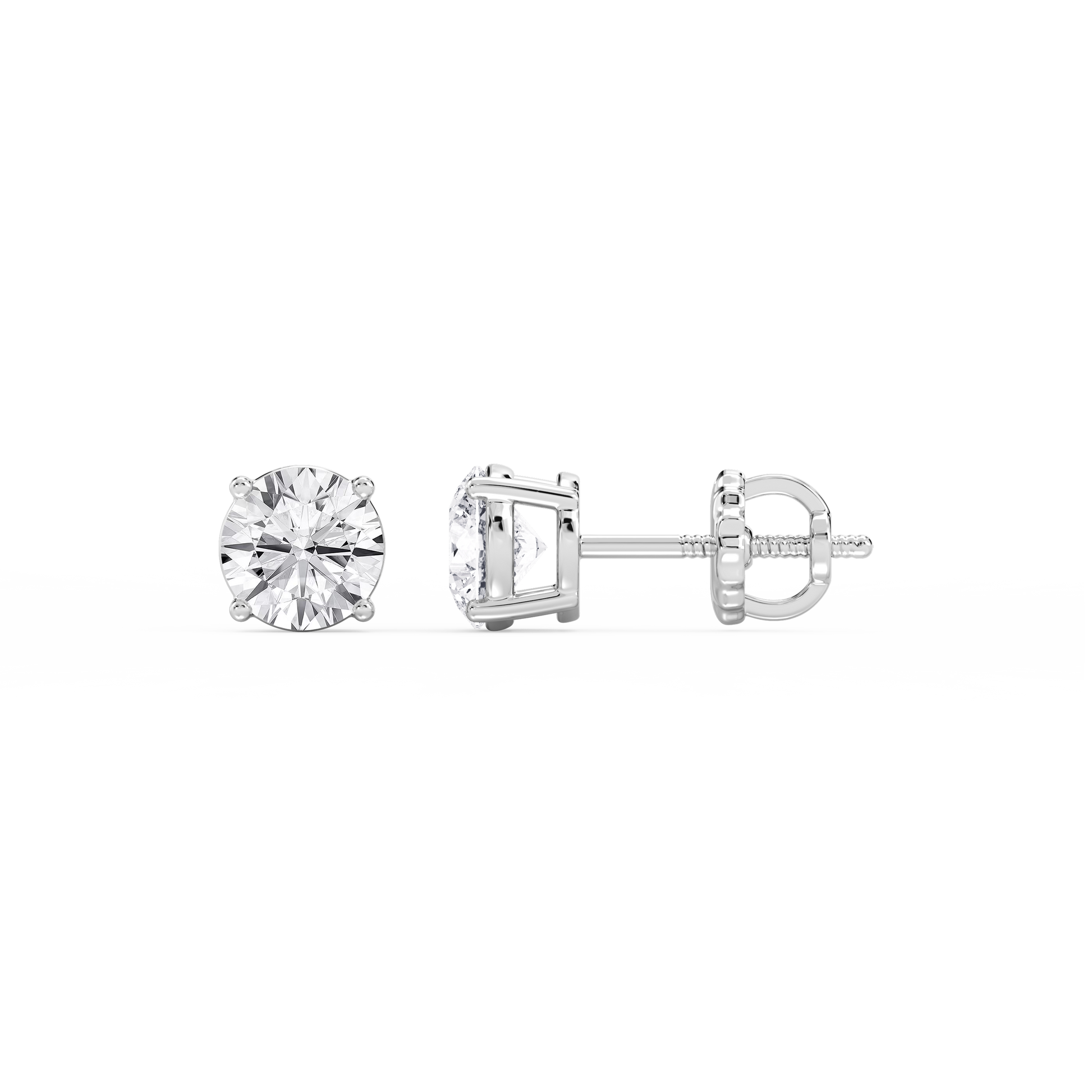 Lovea Classic Ohrstecker Schraubverschluss – Rundschliff – Weißgold