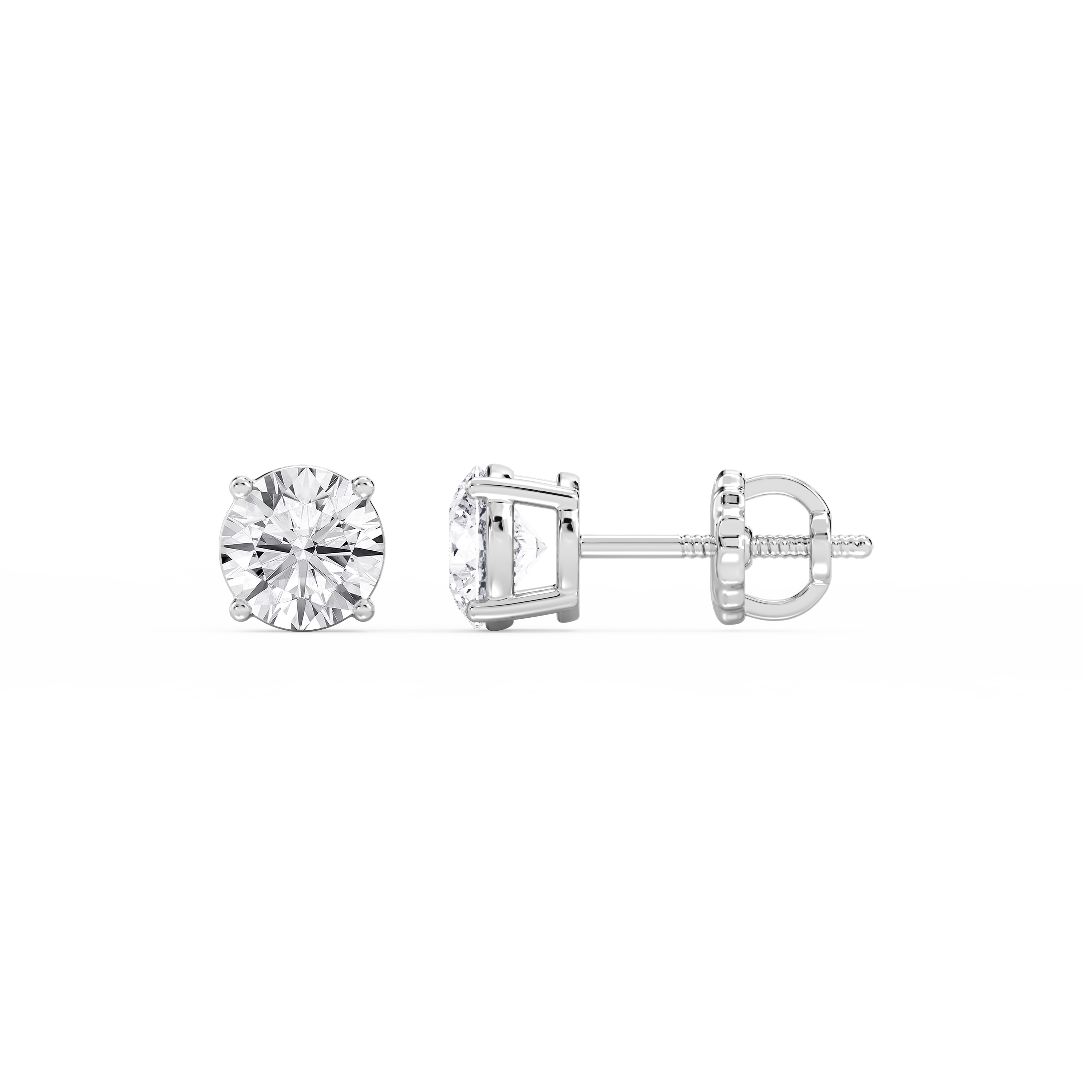 Lovea Classic Ohrstecker Schraubverschluss – Rundschliff – Weißgold