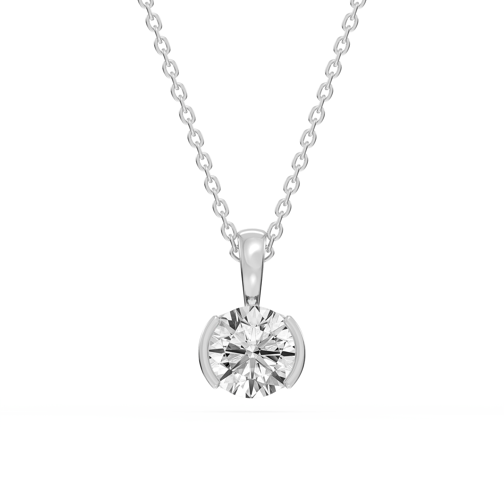 Lovea Bezel Anhänger – Rundschliff – Weißgold