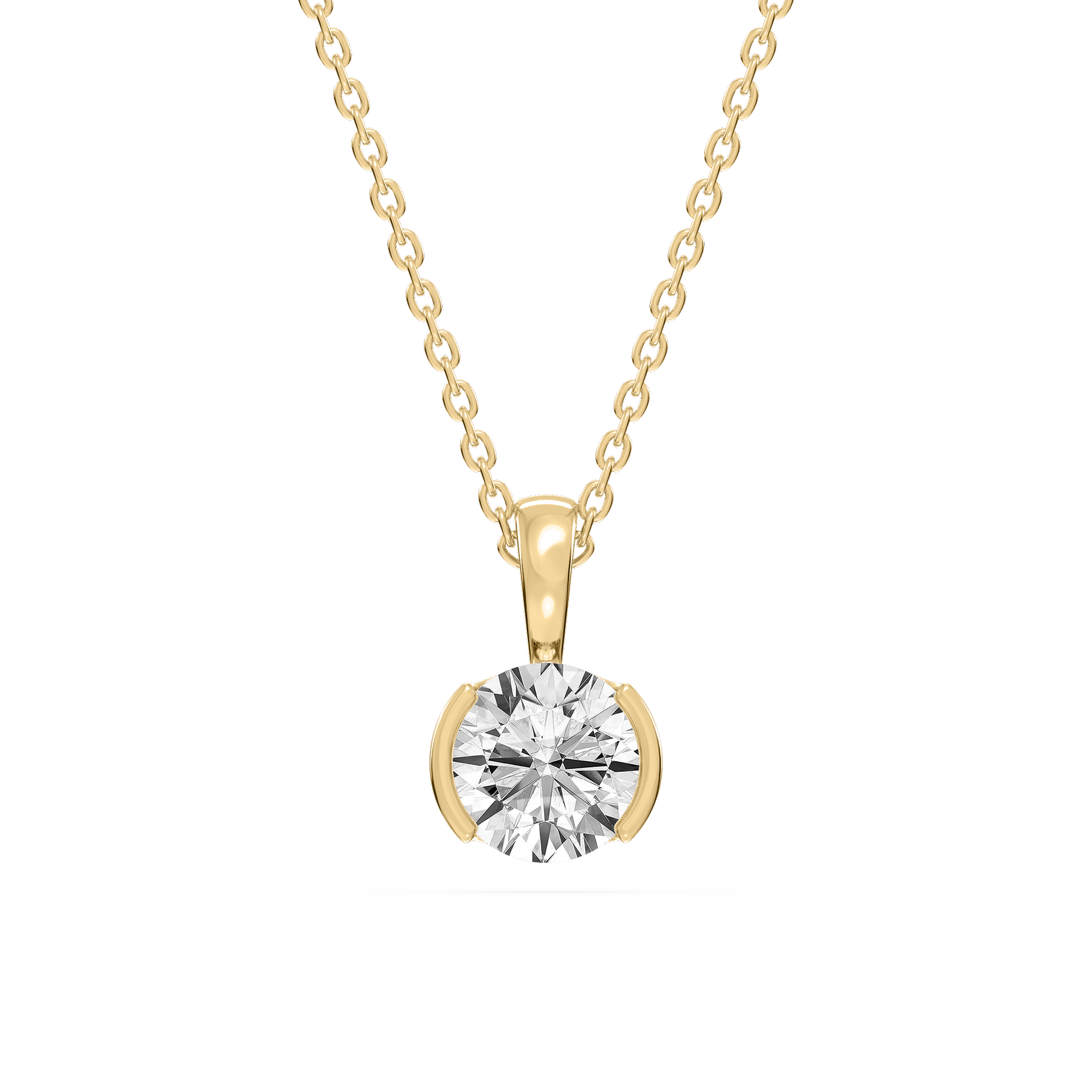 Lovea Bezel Anhänger – Rundschliff – Gelbgold