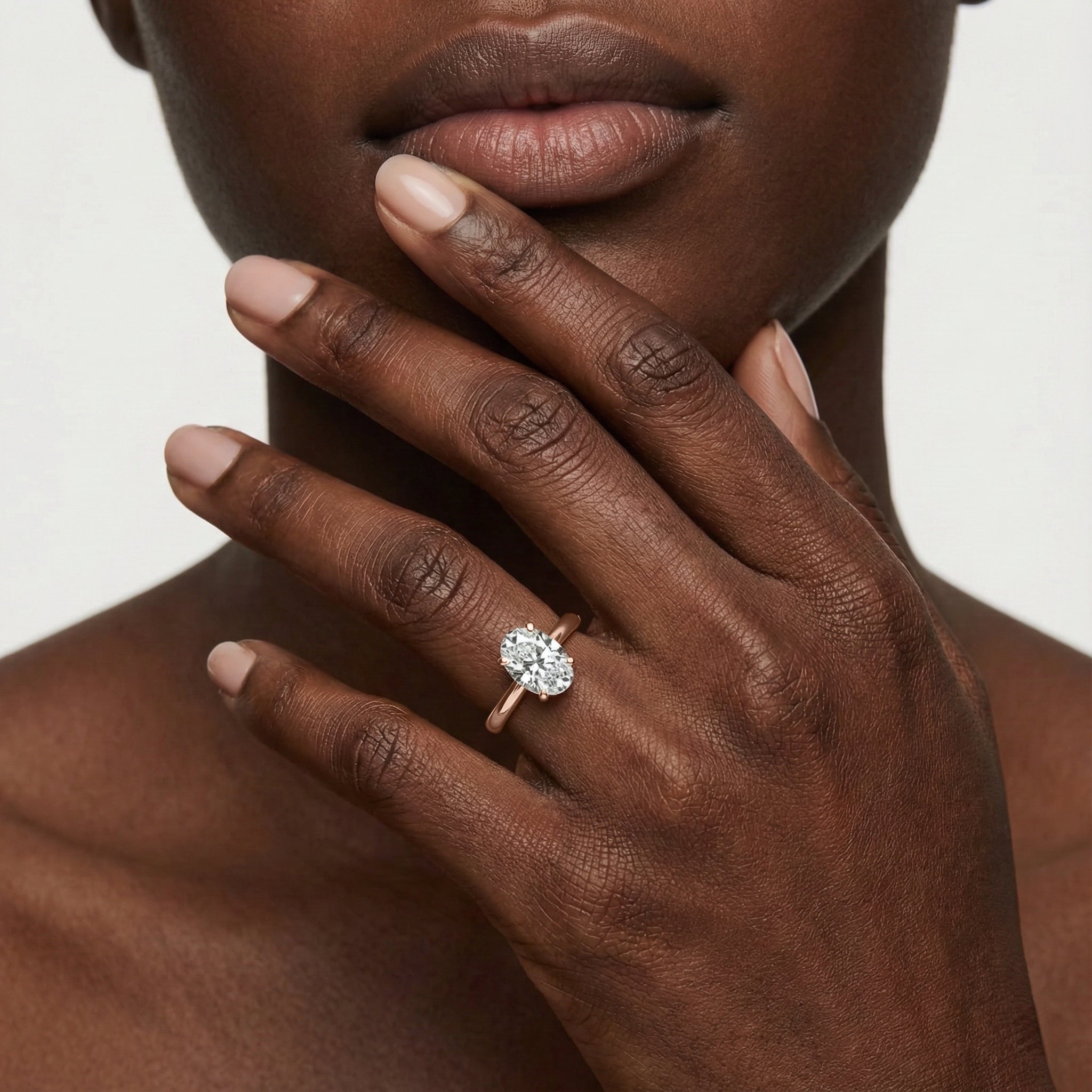 Lauren Solitaire Verlobungsring Ovaler Schliff Roségold – Lovea