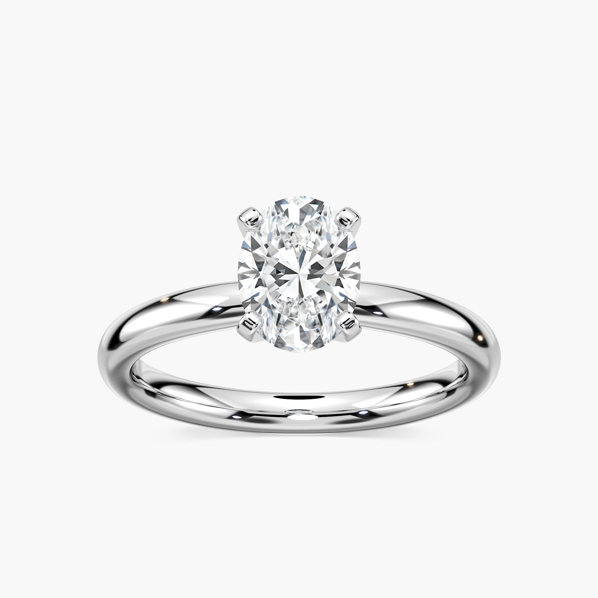 Lauren Solitaire Verlobungsring Ovaler Schliff Weißgold – Lovea