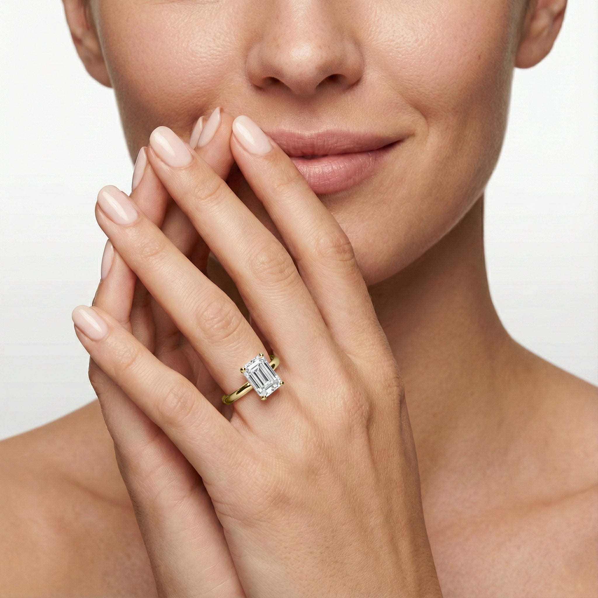 Lauren Solitaire Verlobungsring Smaragdschliff Gelbgold – Lovea
