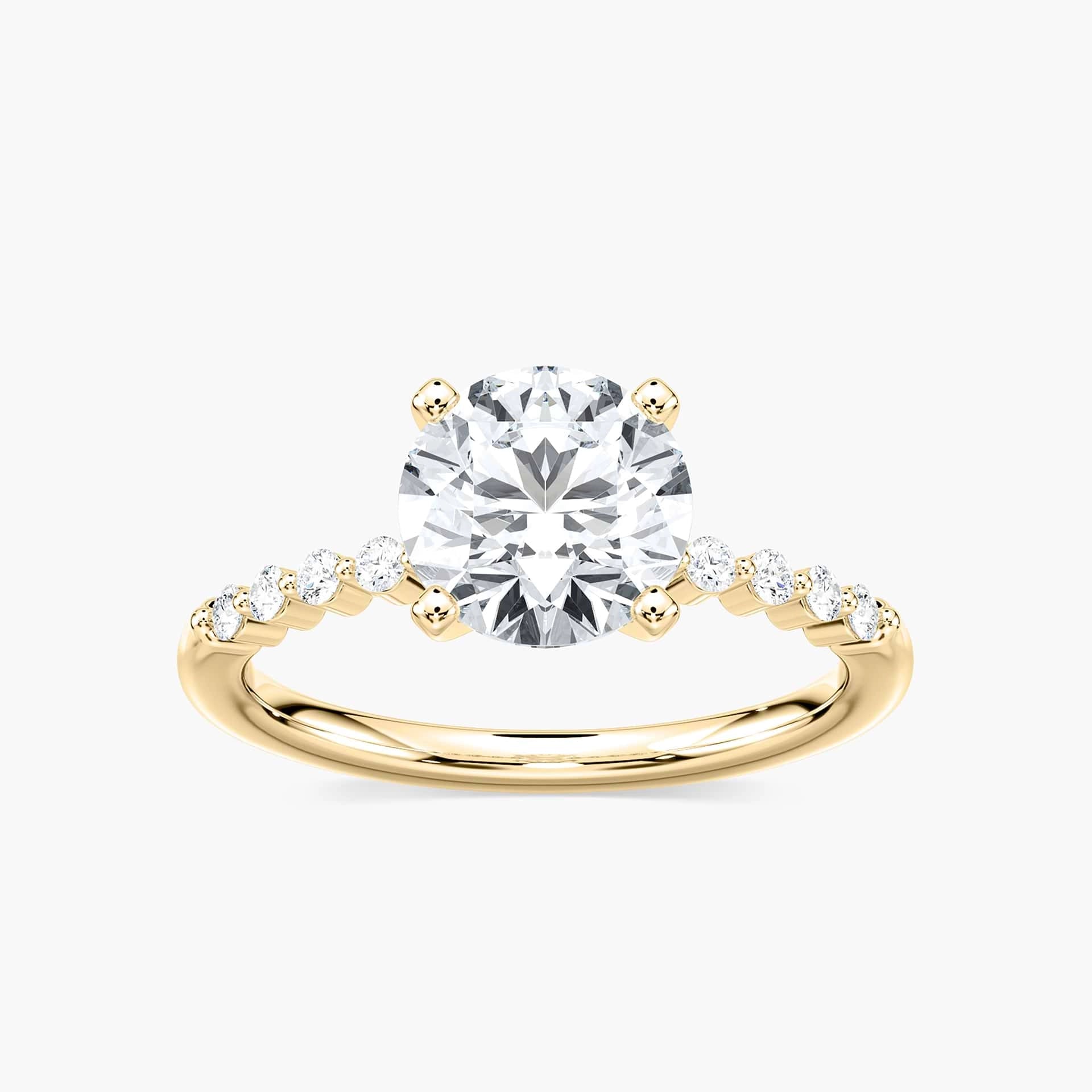 Lovea Willow Seitenstein Verlobungsring Rundschliff – Gelbgold